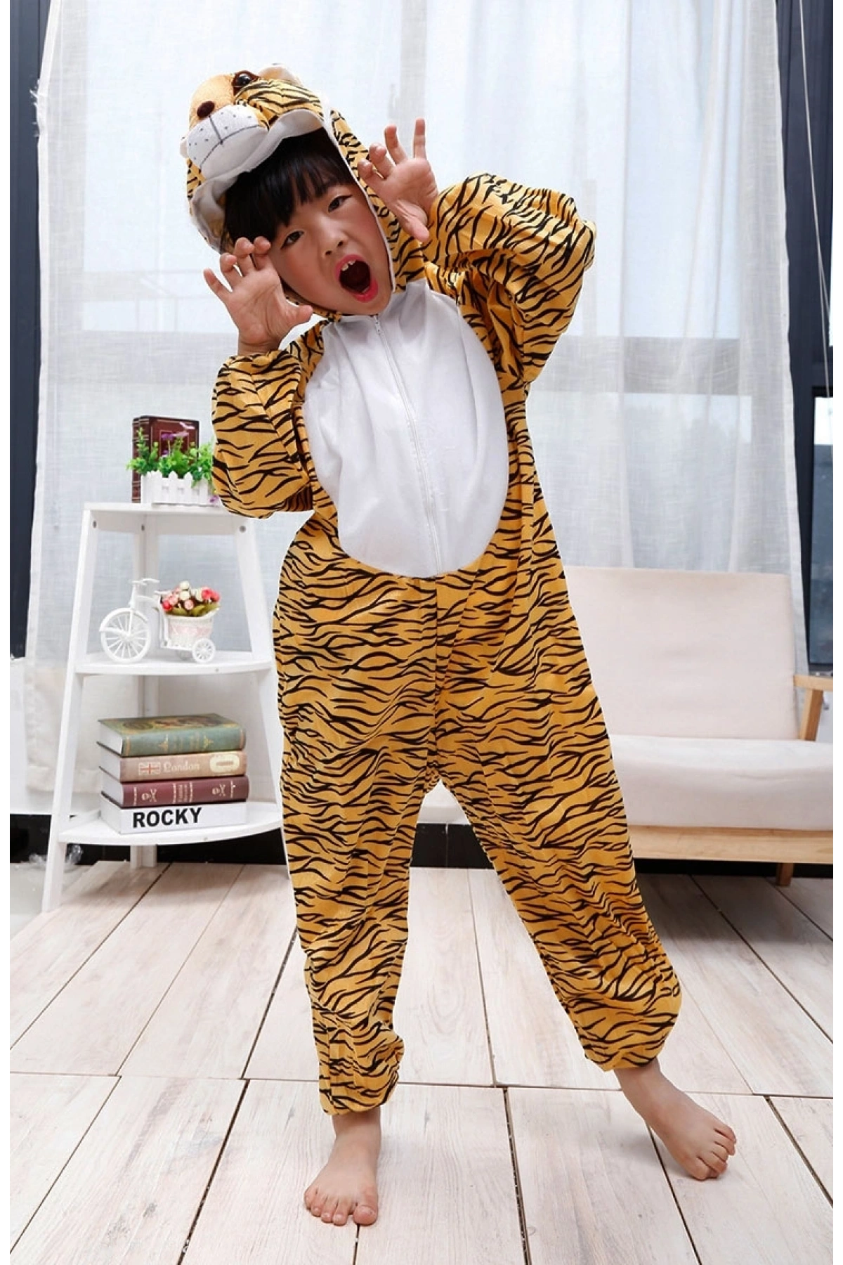 Çocuk Kaplan Kostumu - Aslan Kostümü 6-7 Yaş 120 cm (5047)