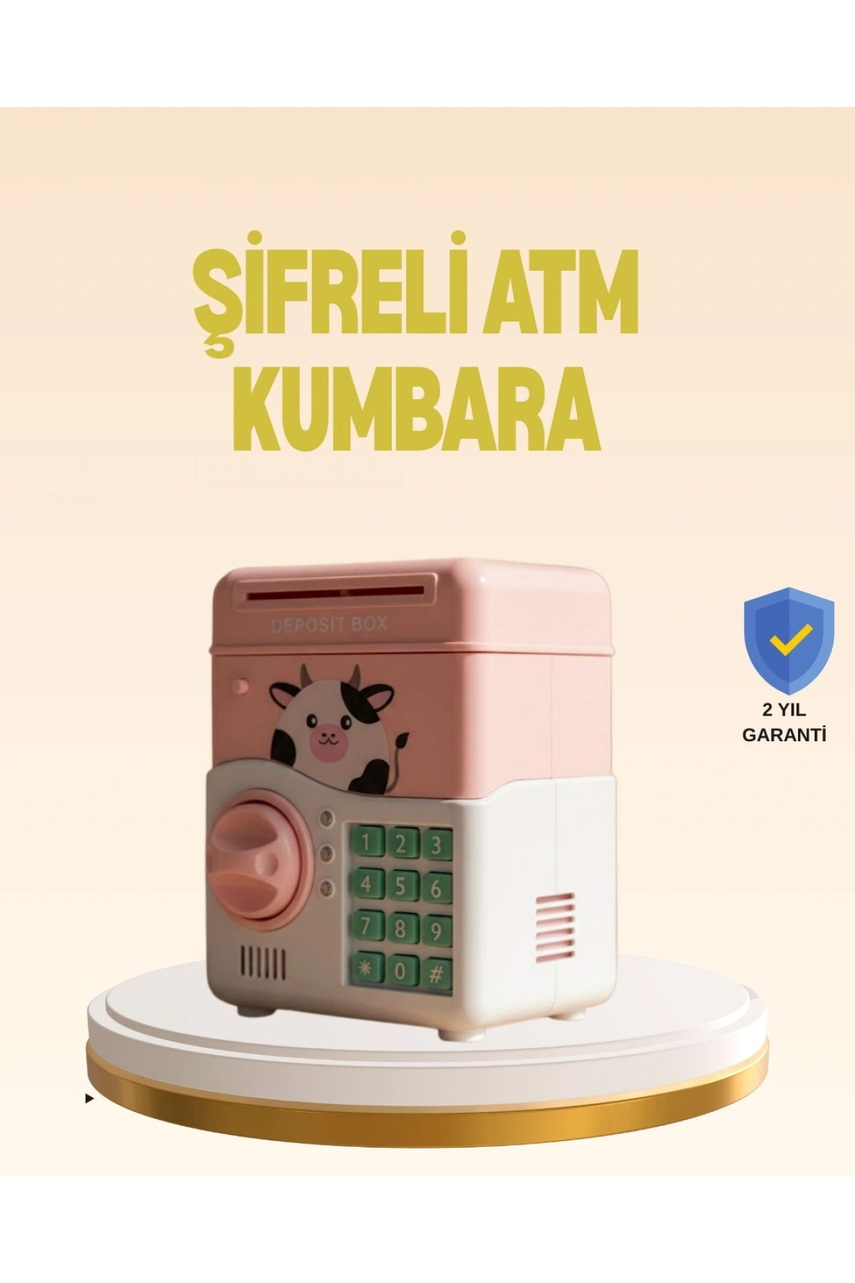 Çocuklar İçin Pembe ATM Görünümlü Elektronik Kumbara