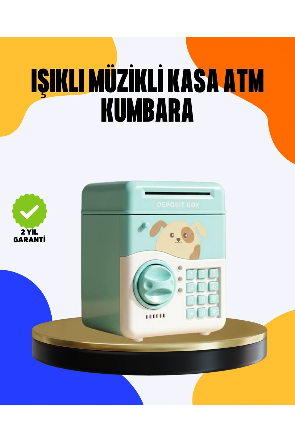 Çocuklar İçin Su Yeşili ATM Kasa Tasarımlı Şifreli Kumbara