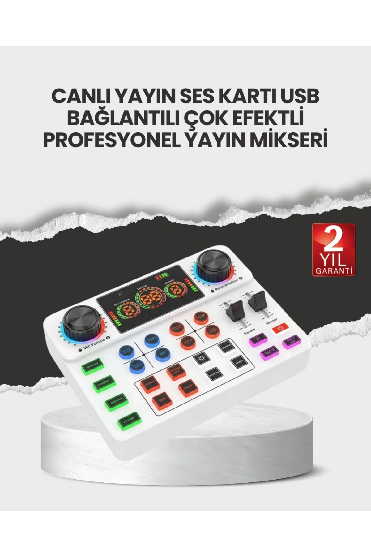 Çok Efektli Canlı Yayın Ses Mikseri USB ve Kablosuz Uyumlu