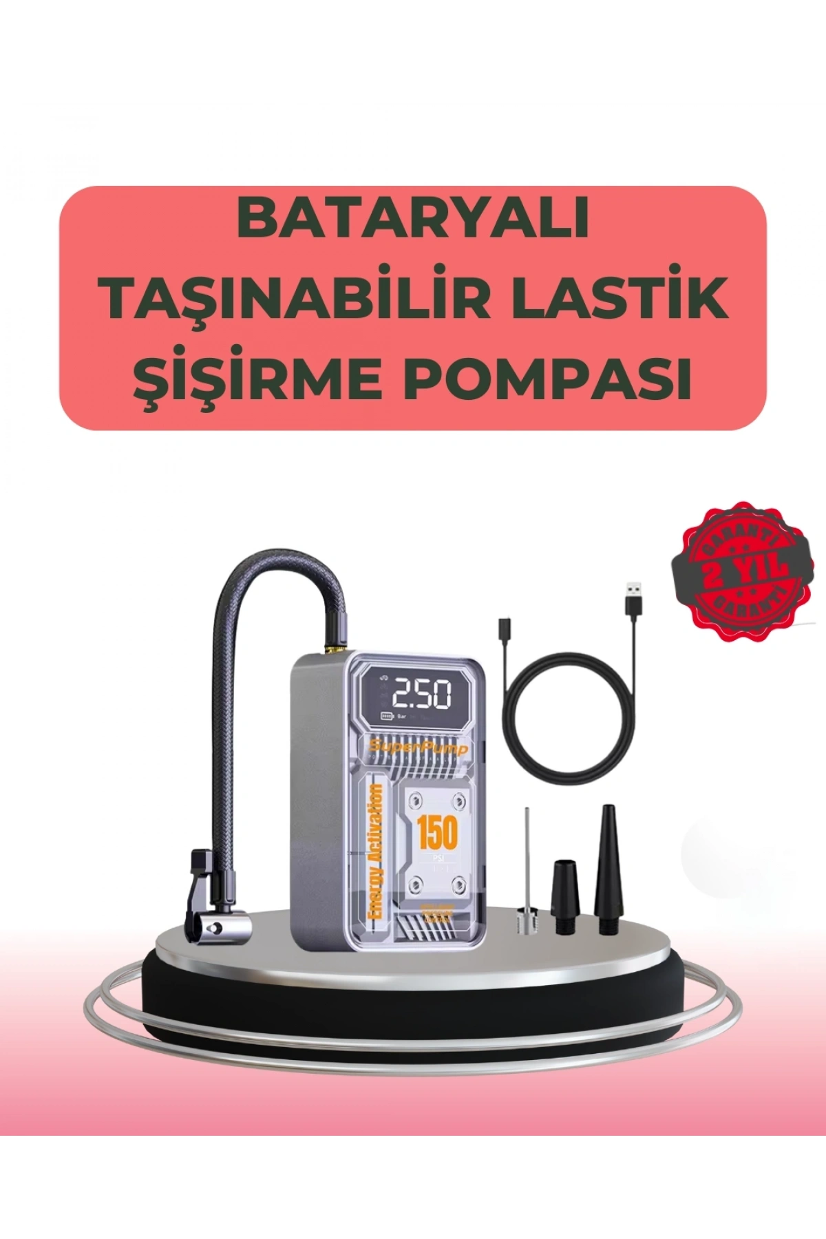 Çok Fonksiyonlu Araç, Bisiklet, Top Uyumlu Elektrikli Hava Pompası