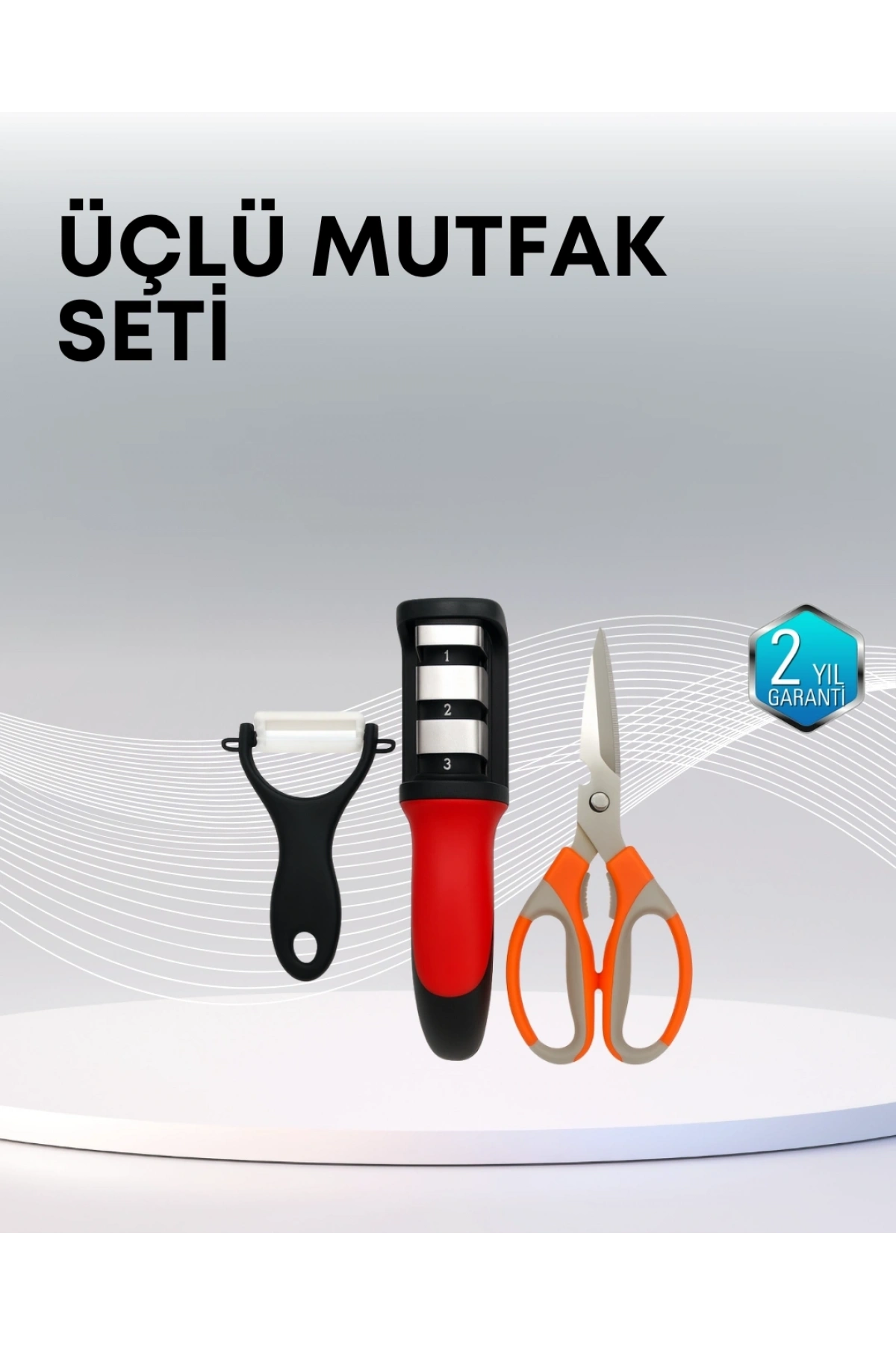 Çok Fonksiyonlu Mutfak Makas Seti – 3 Makas, Bileyici ve Soyacak Dahil
