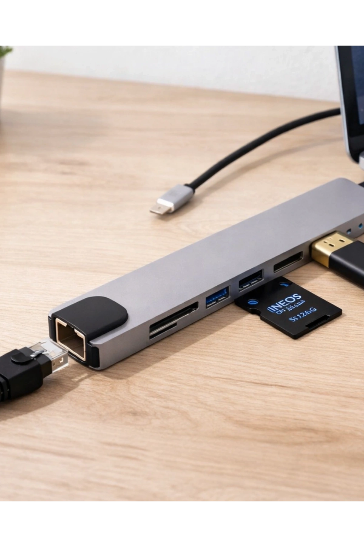 Çok Fonksiyonlu Type C Hub USB HDMI Ethernet Kart Okuyucu