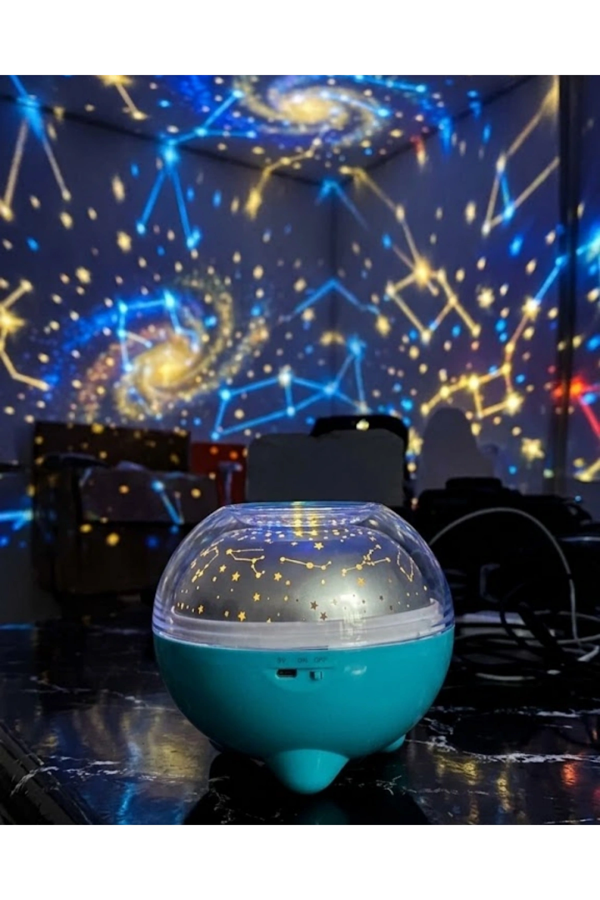 Çok Renkli LED Yıldız Projektör Gece Lambası Bluetooth Müzik Çalar ve Kumandalı Kontrol