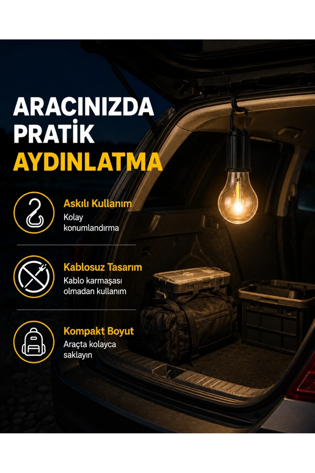 Çok Yönlü Asma Kancalı Kamp Işığı