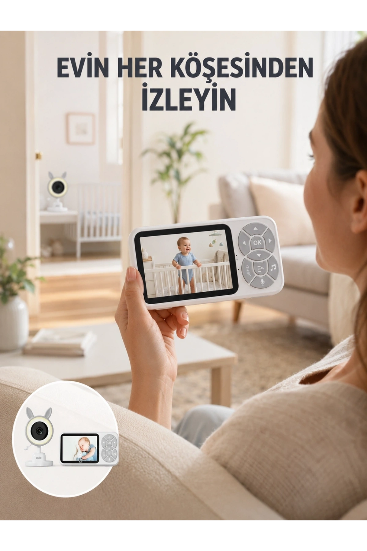 Çoklu Kamera Destekli Bebek İzleme Sistemi RGB Gece Lambalı
