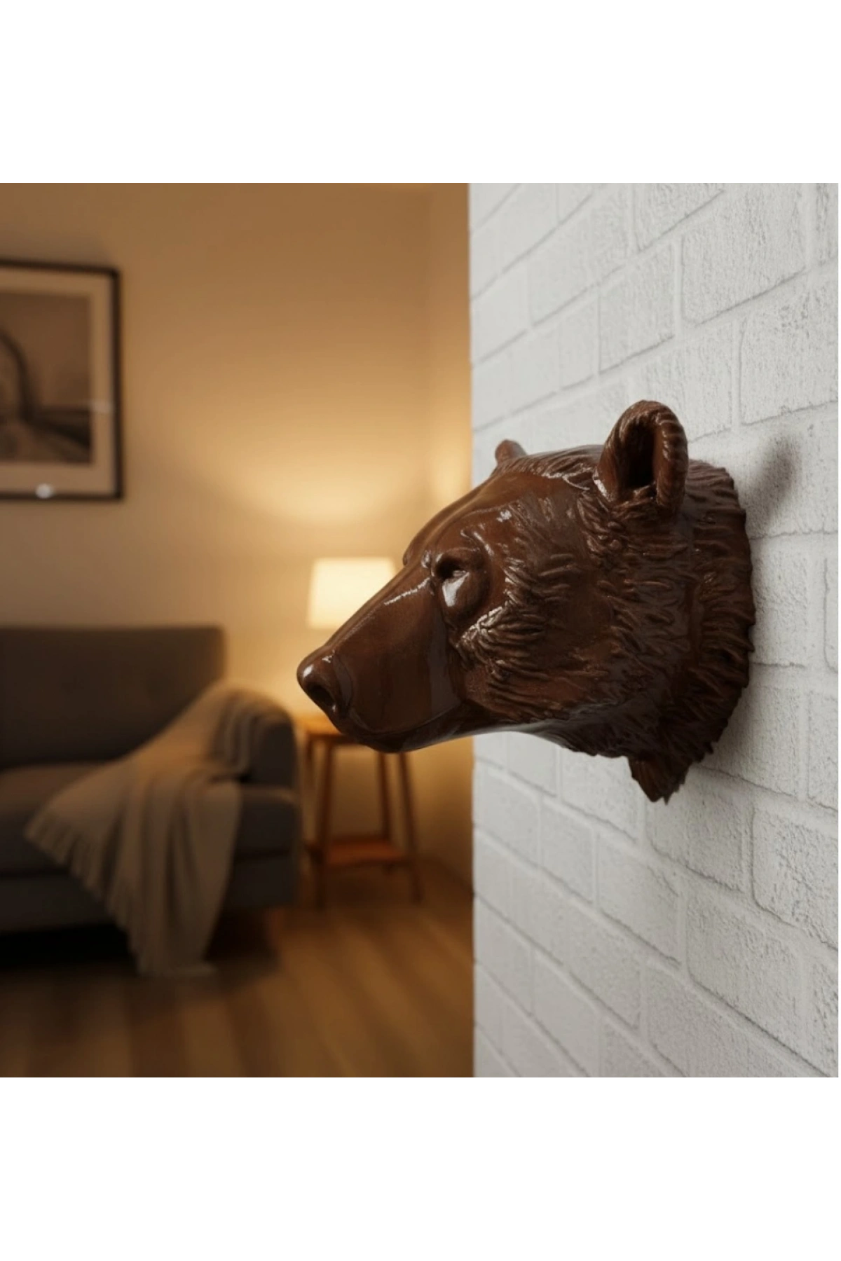 Dekoratif Ayı Duvar Heykeli Asılabilir Hediyelik 25x19 cm