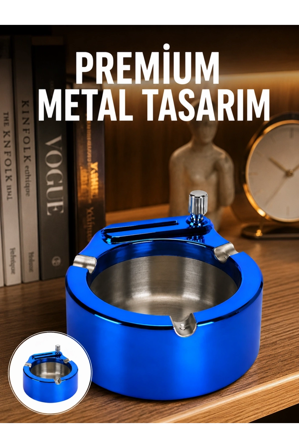 Dekoratif Çakmaklı Küllük Kolay Temizlenebilir Metal