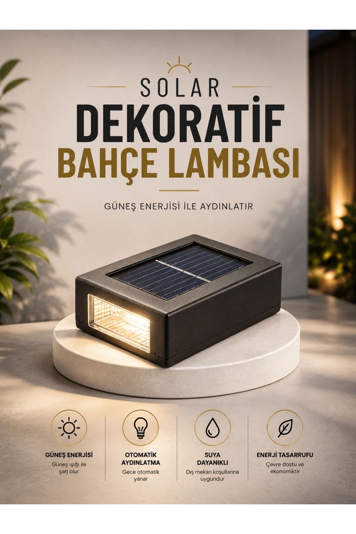 Dekoratif Duvar Lambası Solar Güneş Enerjili Bahçe Aydınlatması