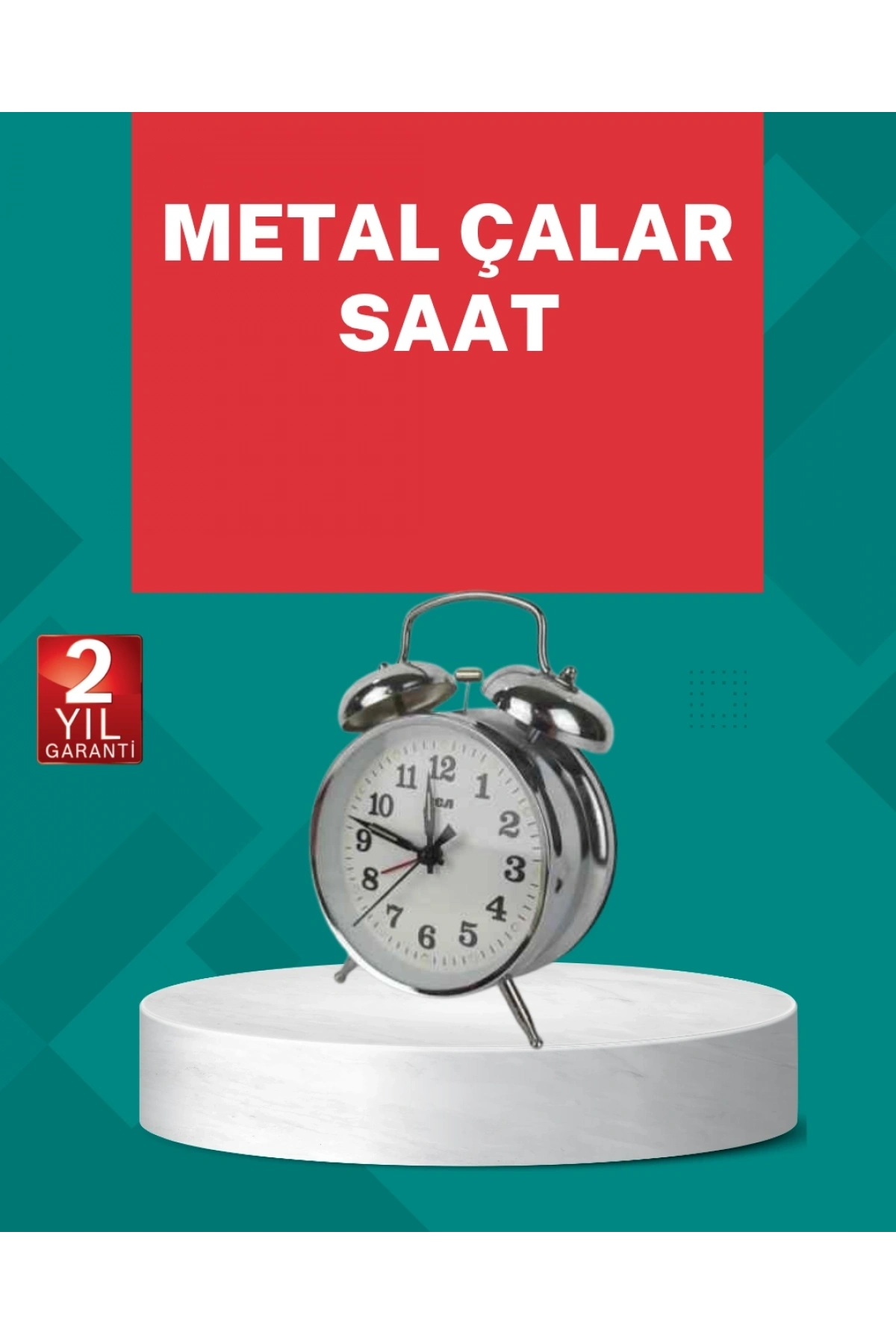 Dekoratif Gümüş Işıklı Alarmlı Masa Saati Sessiz Mekanizma