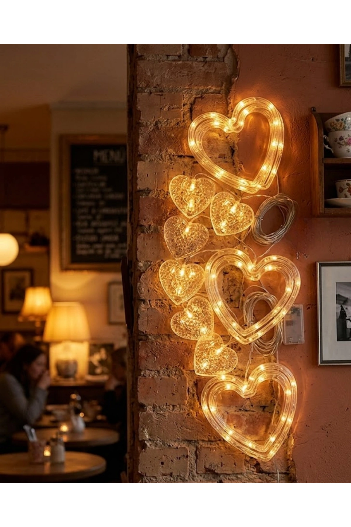Dekoratif Kalp LED Neon Lamba Romantik Oda Balkon ve Masa Üstü Işığı