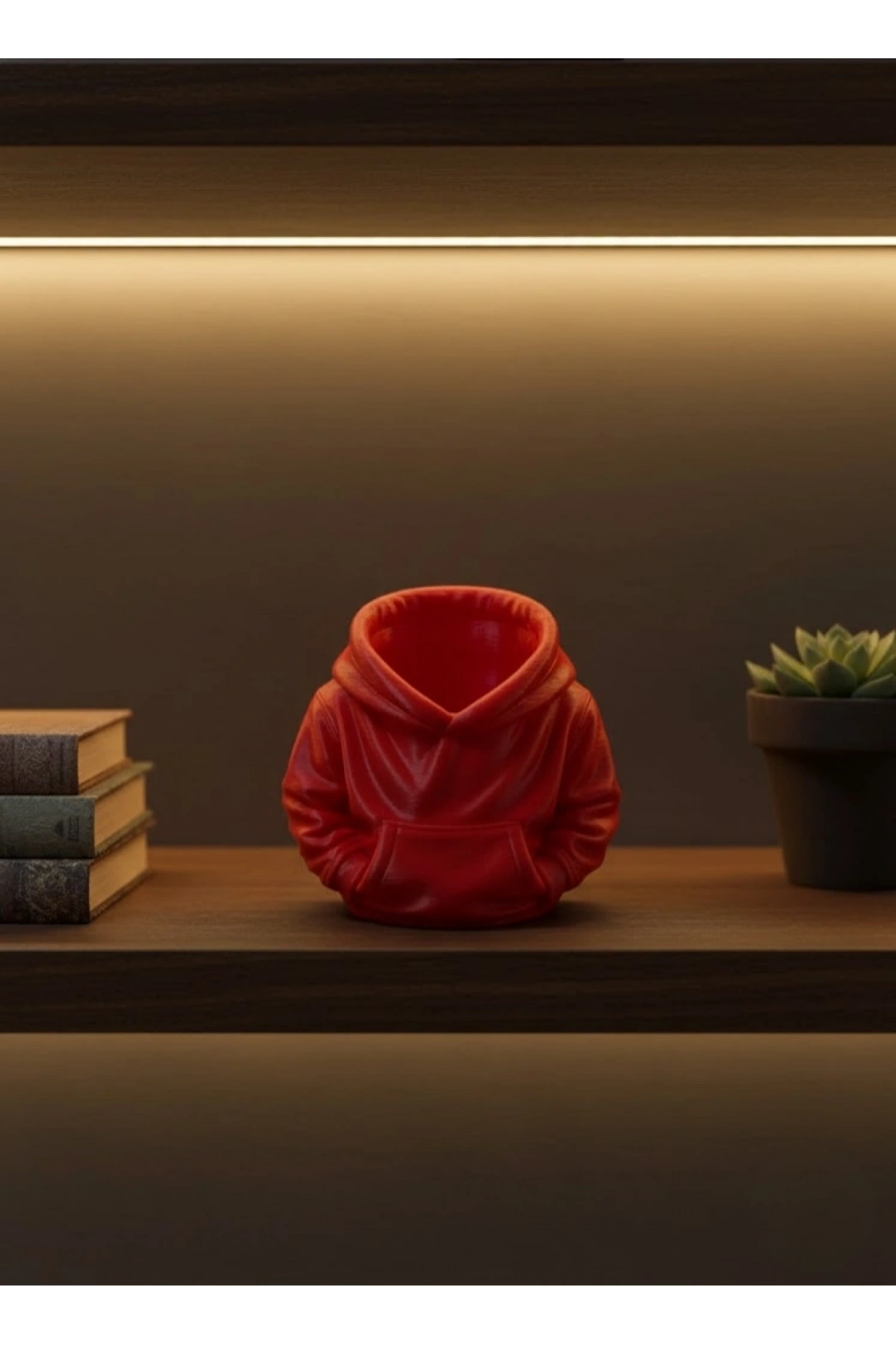 Dekoratif Kırmızı Hoodie Kalemlik 10x10 cm