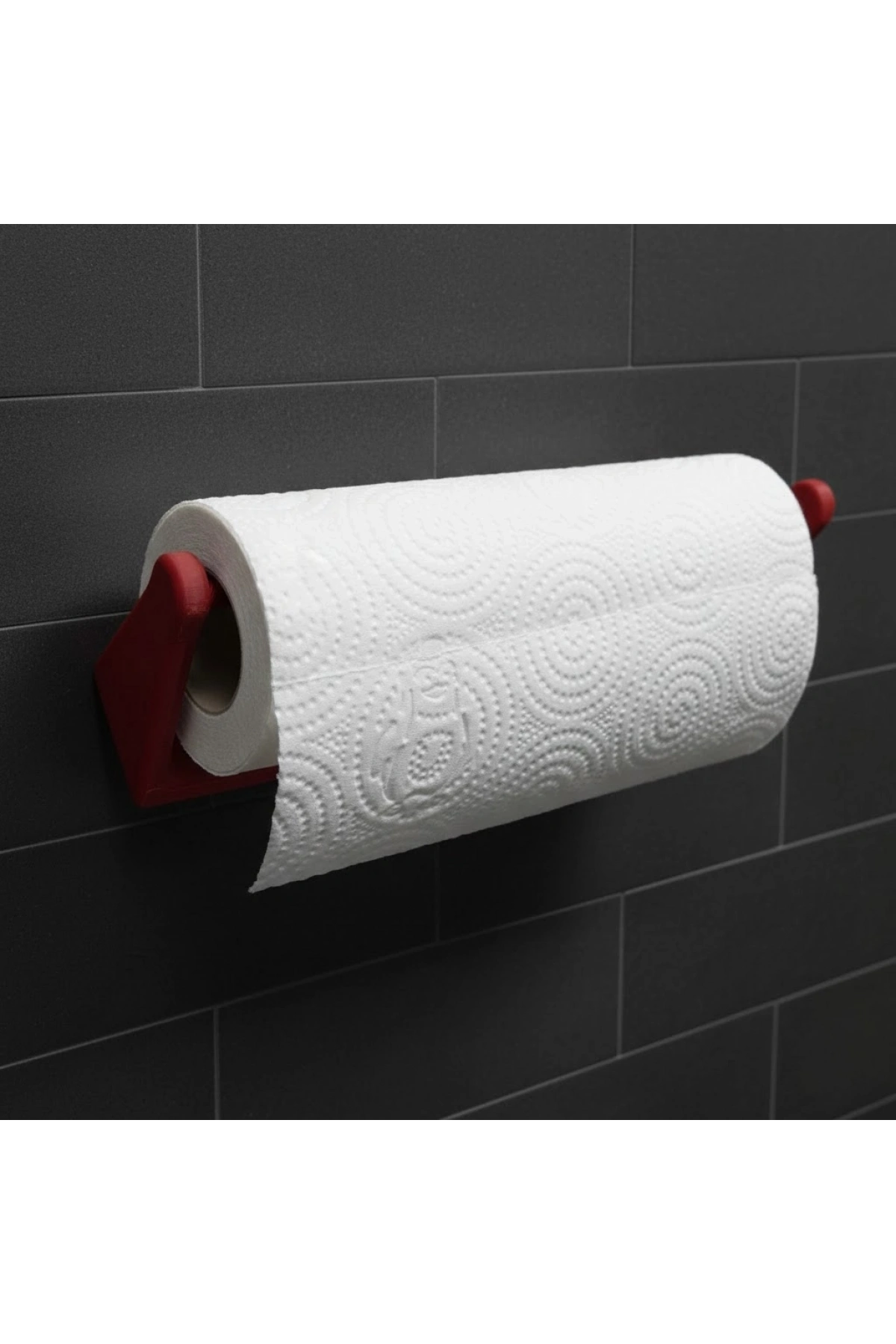 Dekoratif Kırmızı Kağıt Havlu Tutucu Duvar Askılı Model