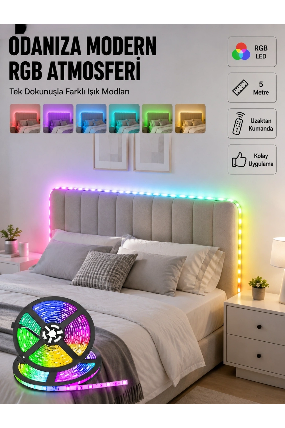 Dekoratif Kumandalı Şerit LED 5 Metre