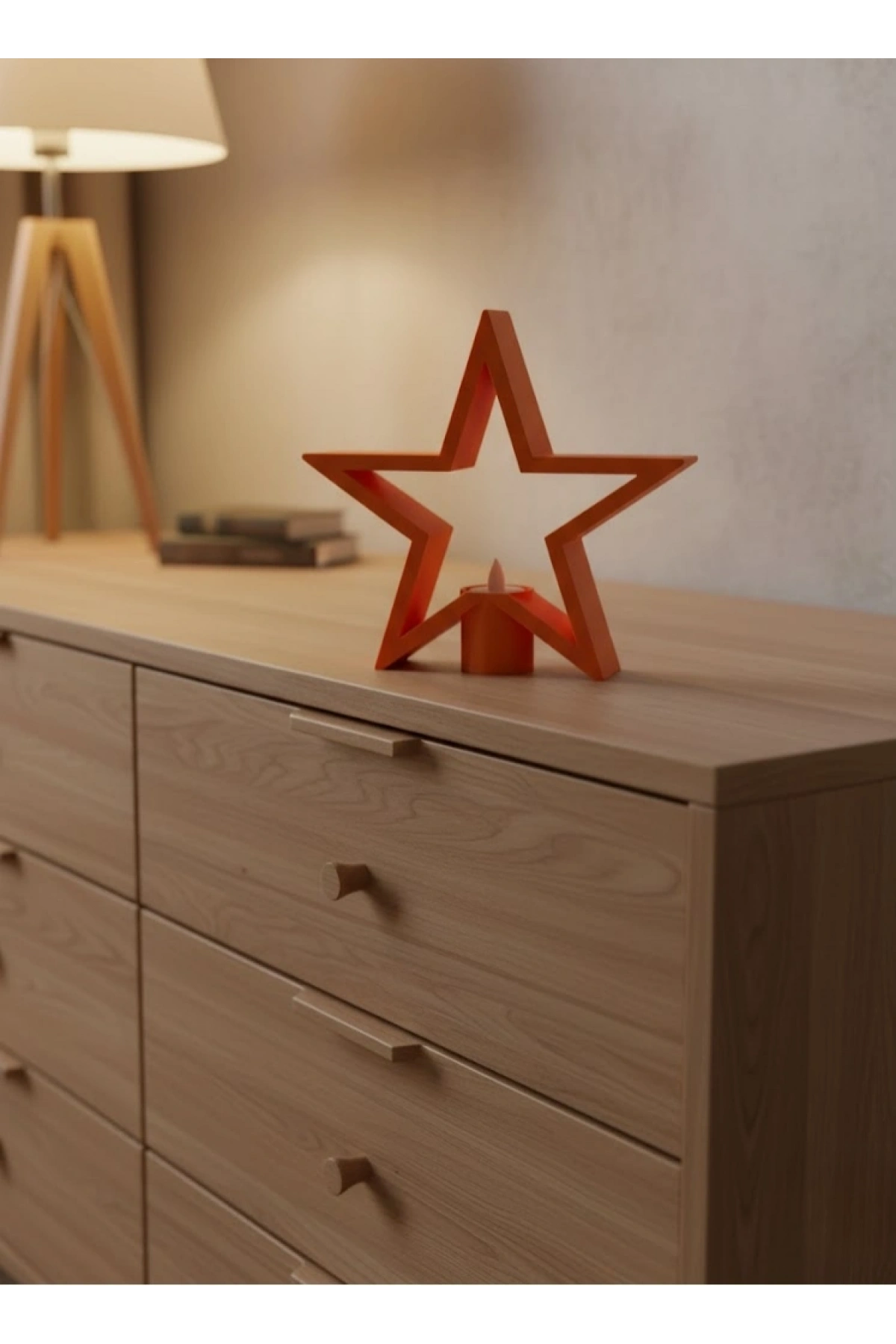 Dekoratif Yıldız Şeklinde Turuncu Mumluk Ev Aksesuarı