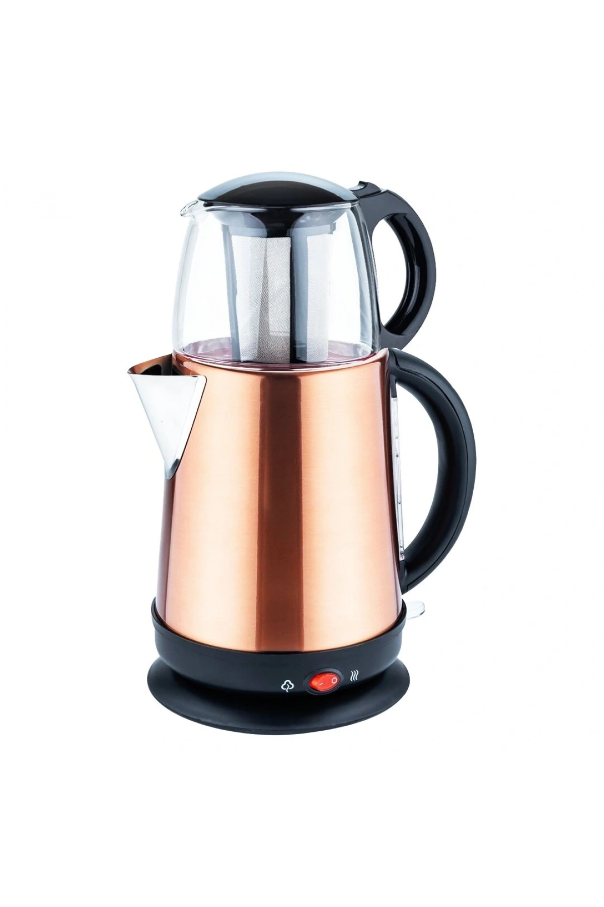 DEMGLASS  BRONZ ÇELİK GÖVDE=1.7LT  +  CAM DEMLİK=1.2LT  ELEKTRİKLİ ÇAY MAKİNESİ ÇAYCI  2100W (5047)