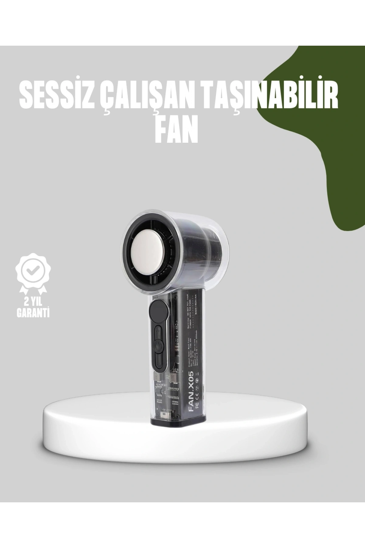 Dijital Ekranlı Şarjlı Mini Fan 100 Kademeli Hız Ayarı