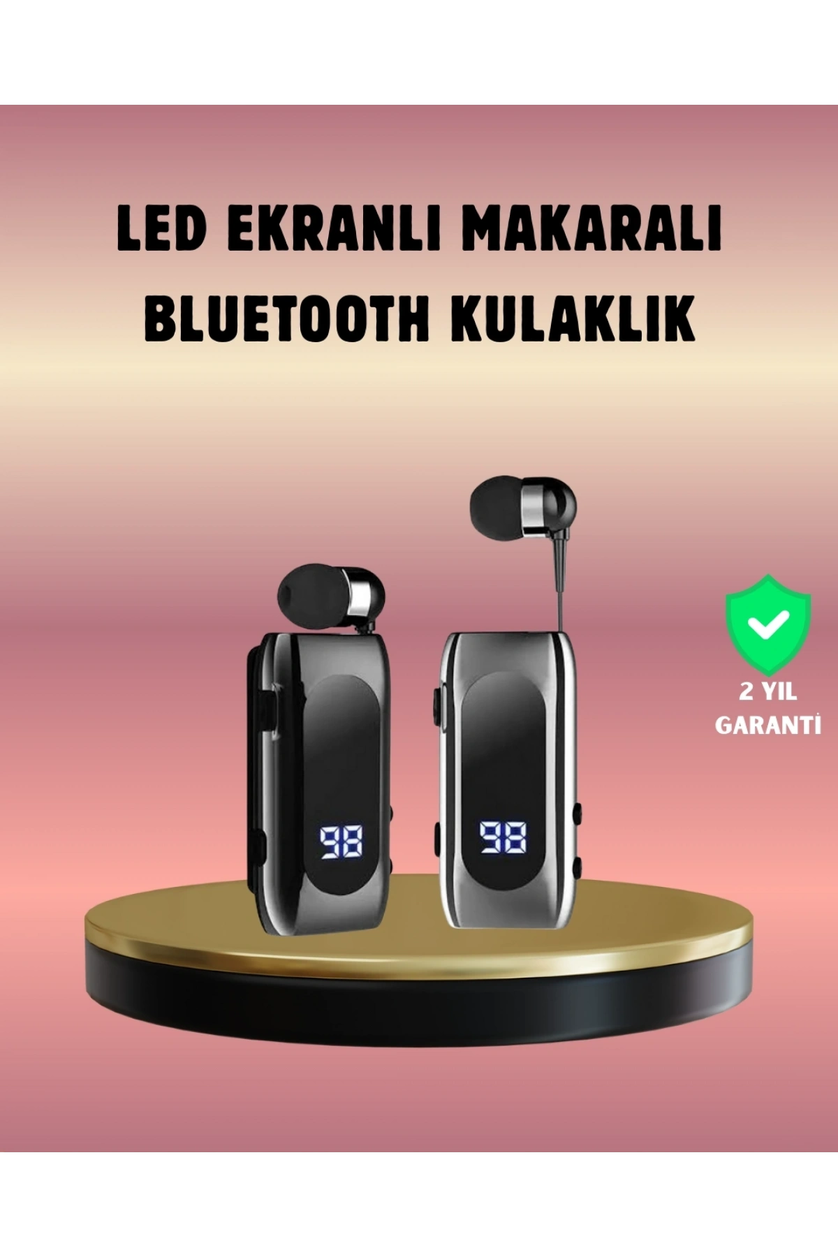 Dijital Göstergeli Bluetooth Kulaklık – Klipsli ve Şık Tasarım