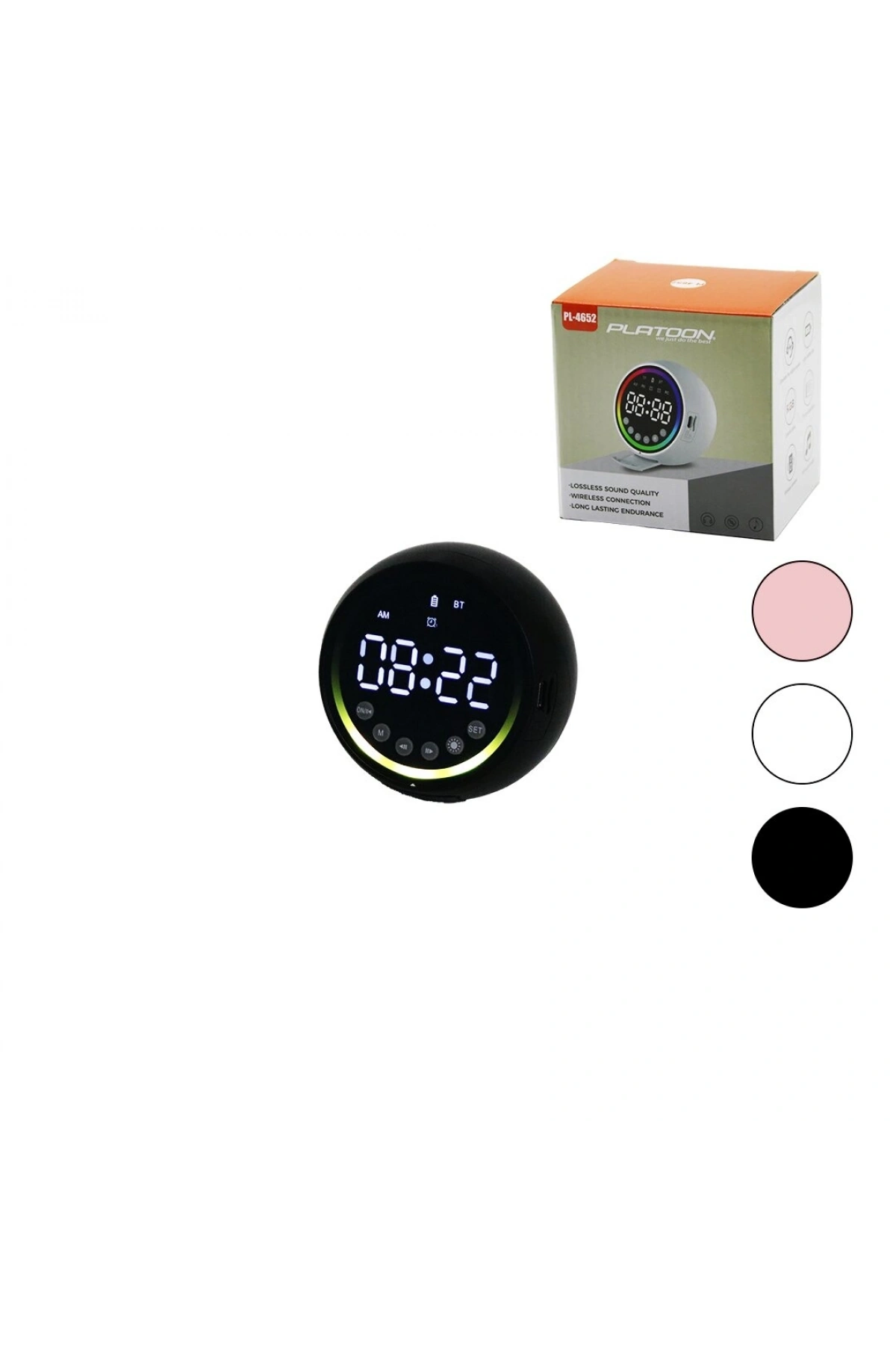 DİJİTAL SAAT - BLUETOOTH WİRELESS MİNİ HOPARLÖR SPEAKER USB ŞARJLI - IŞIKLI 5W PL-4652 (5047)