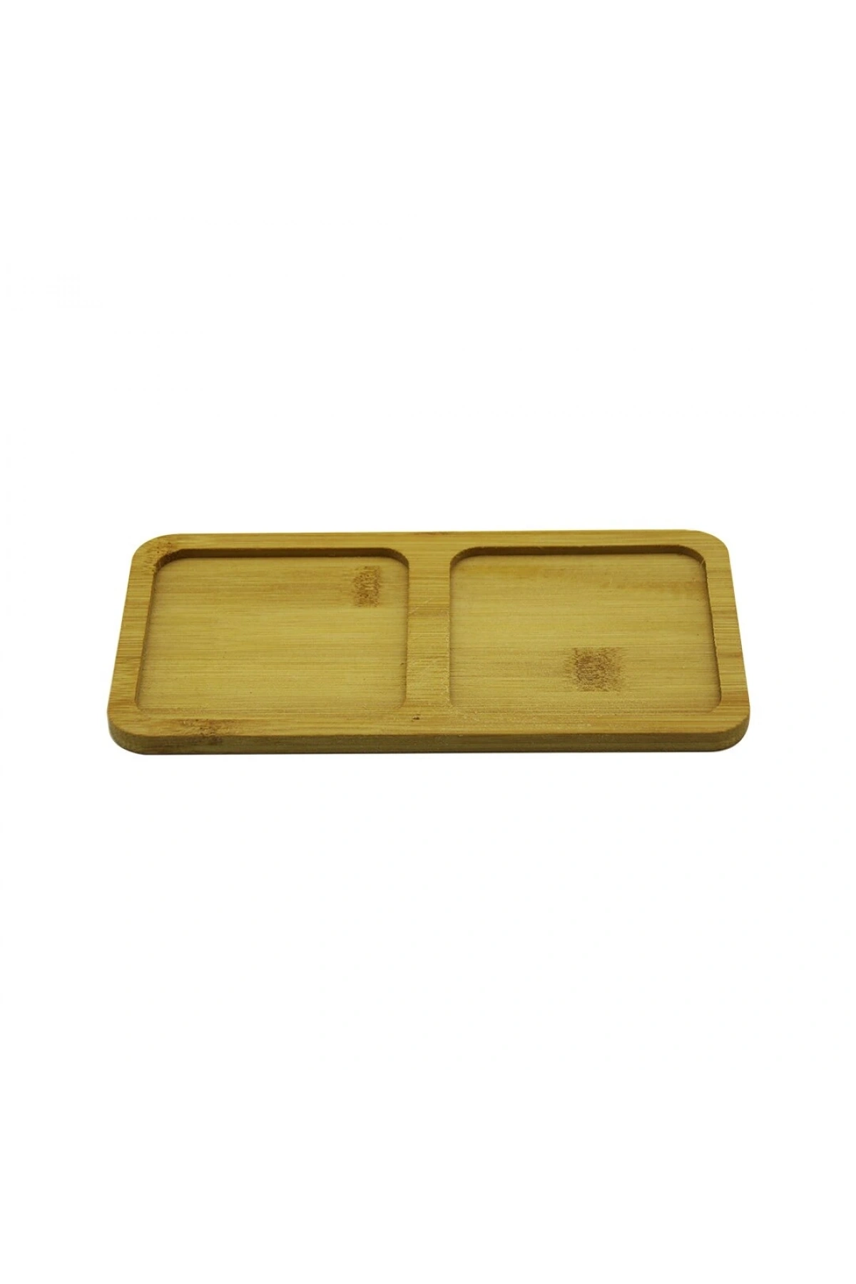 DİKDÖRTGEN - 2 BÖLMELİ - 10X19.5CM  AHŞAP BAMBU YAĞDANLIK ALTLIK (5047)