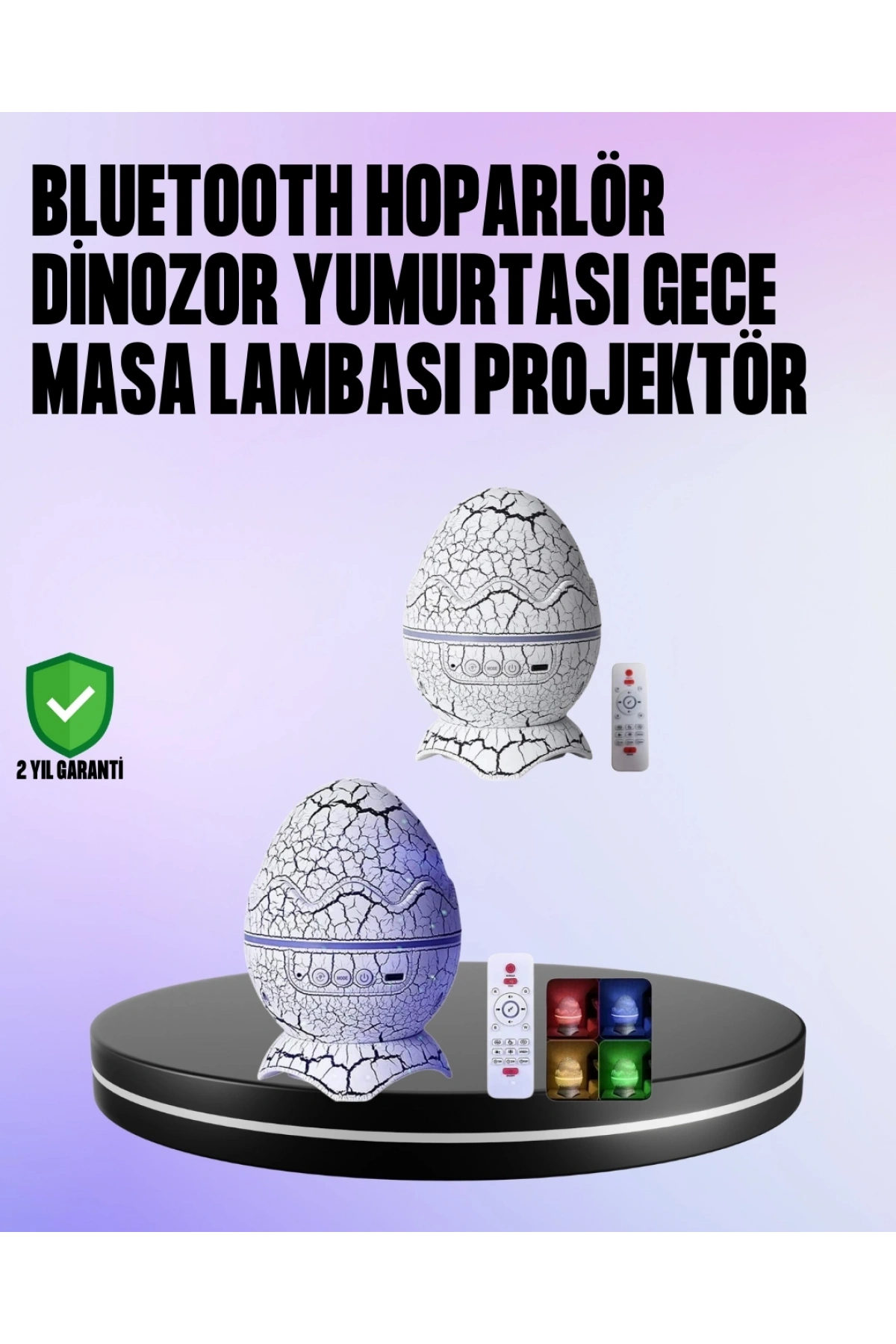 Dinozor Yumurtası Galaksi Projektör Gece Lambası 4ü 1 Arada – Bluetooth Hoparlörlü