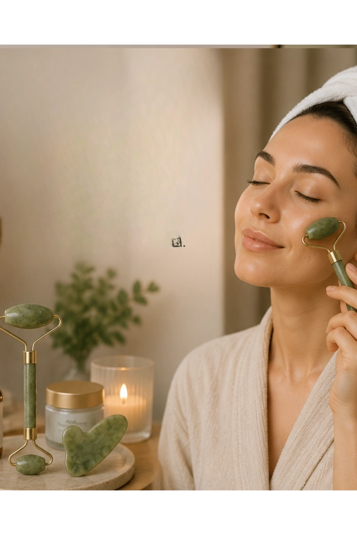 Doğal Jade Stone Yüz Masaj Seti Cilt Bakım ve Rahatlatıcı Bakım