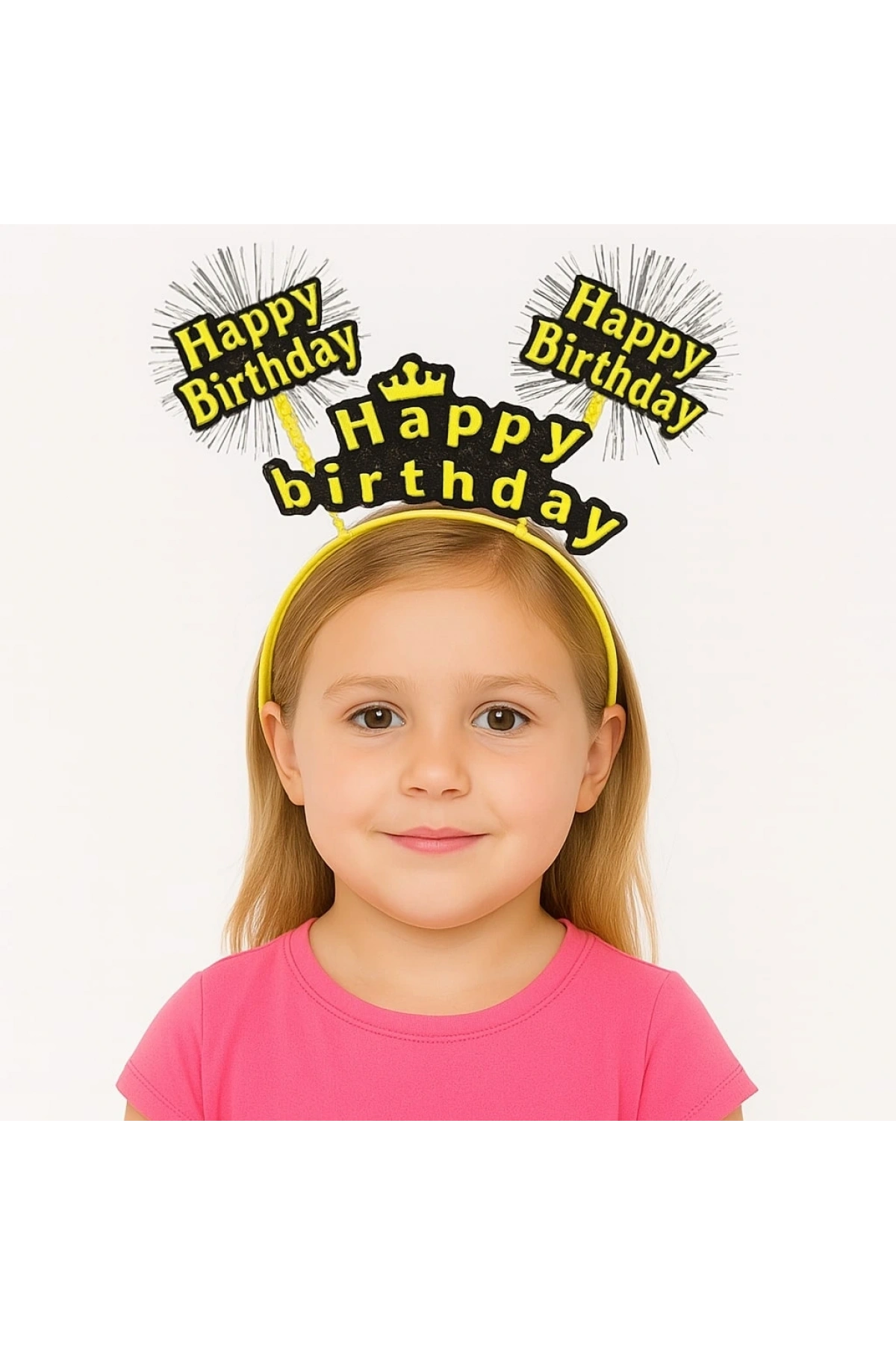 Doğum Günü Kutlaması İçin Sarı Taç – Işıltılı Yazılı Parti Tacı (5047)