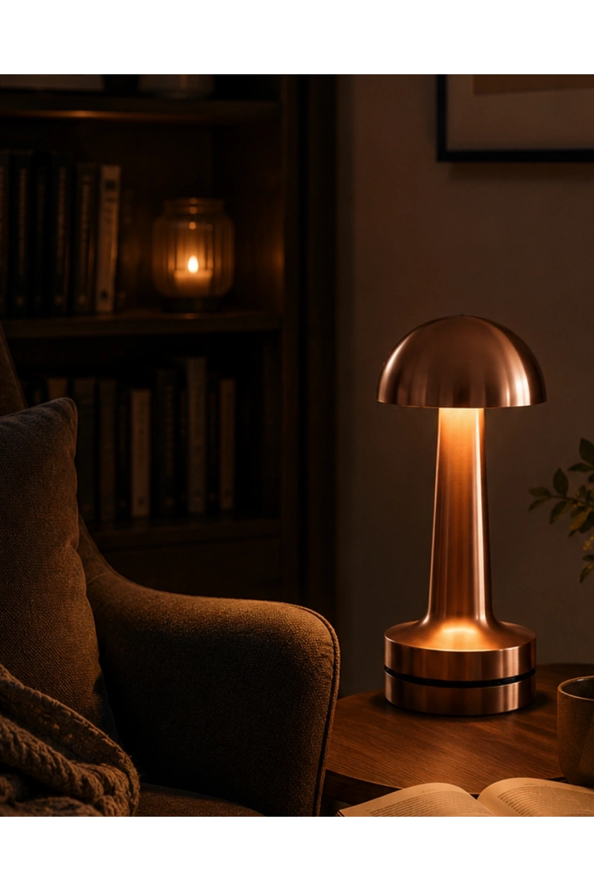 Dokunmatik Mantar Gece Lambası Bronz LED Masa Aydınlatması