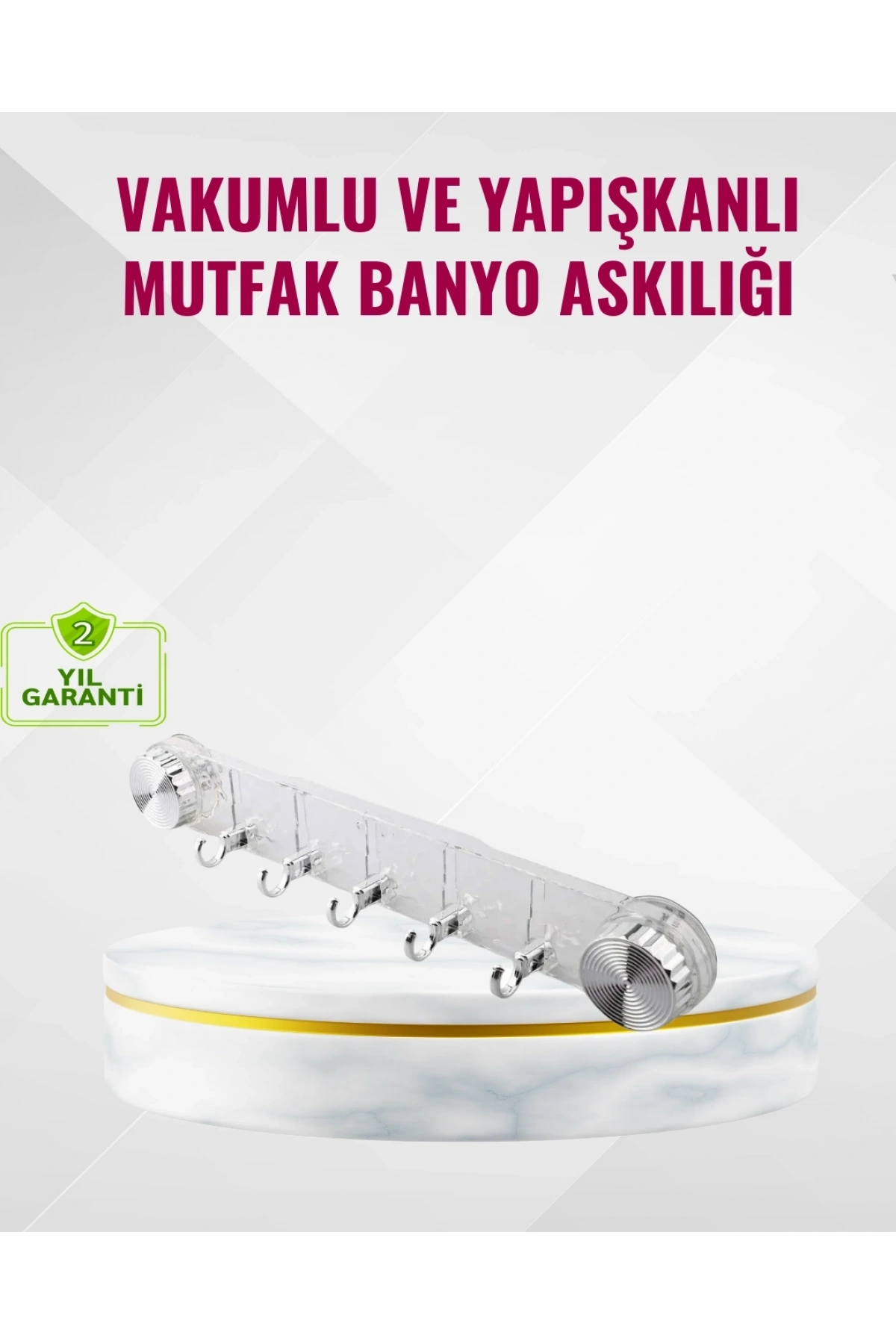 Duvar Tipi Vakumlu Askılık Şeffaf Orta Tasarımlı