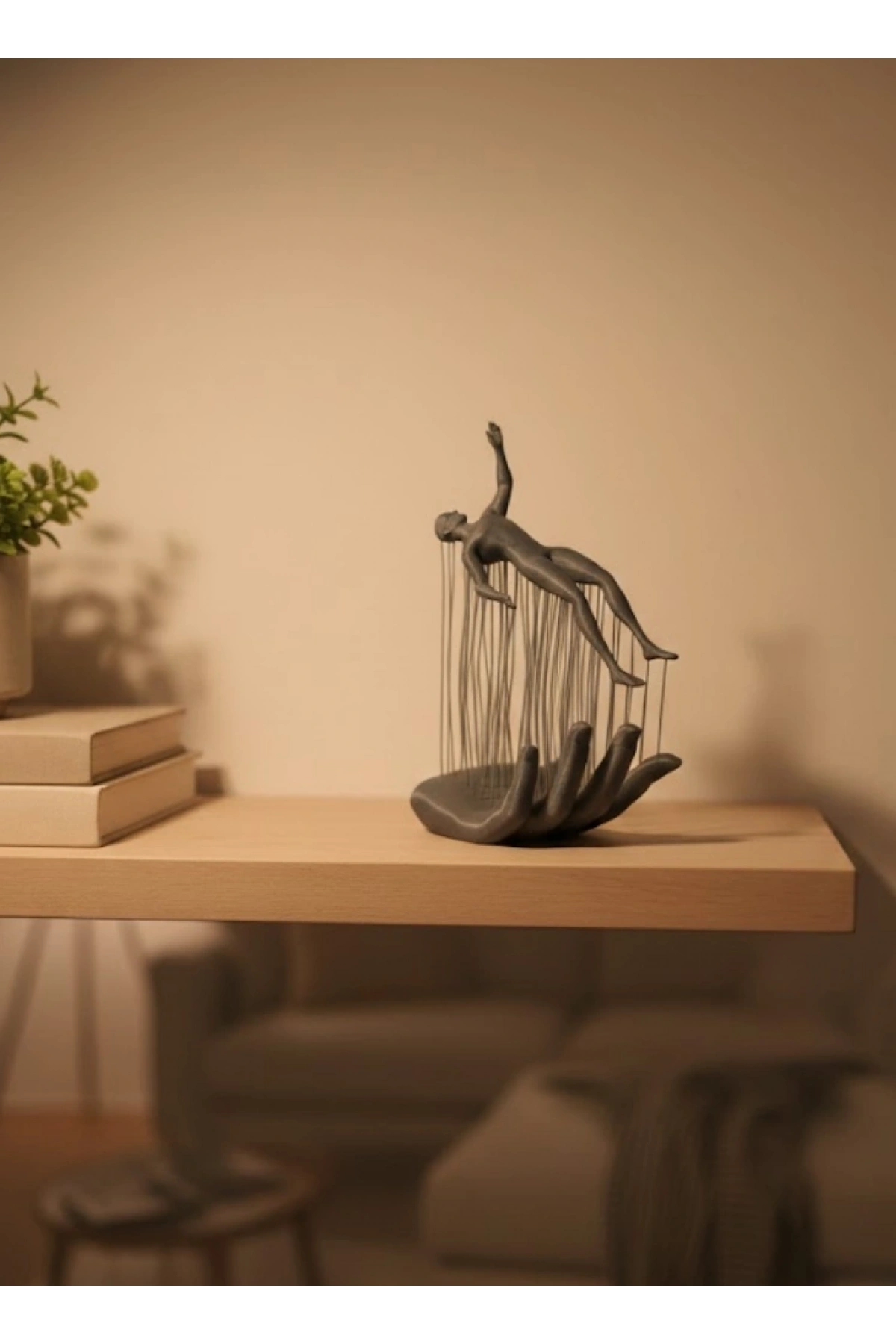 El İnsan Figürü Gri Modern Sanatsal Tasarım Salon ve Raf Dekorasyonu İçin Özel Biblo