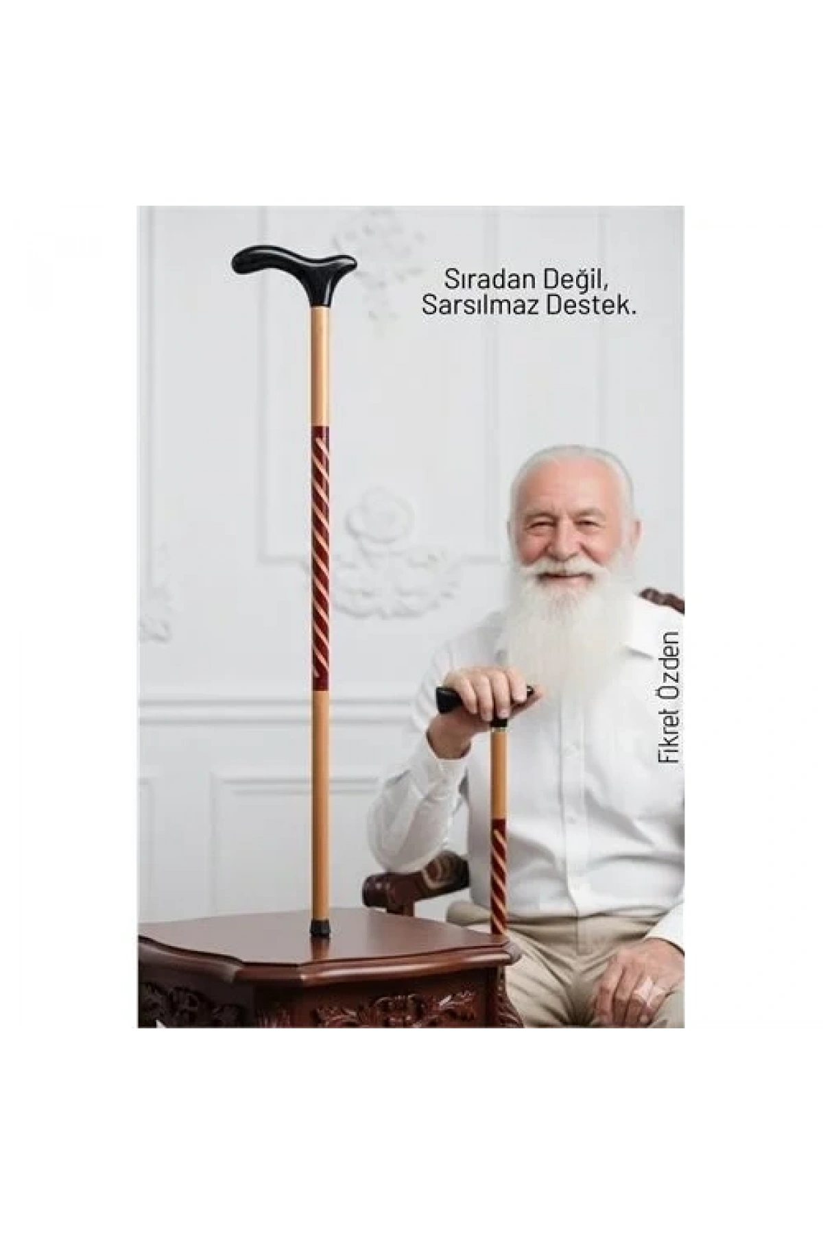 El İşçiliği Ahşap Baston - 93 Cm Özel İşlemeli, Ergonomik Derbi Başlıklı Şık Ve Dayanıklı Yürüme Desteği 714476