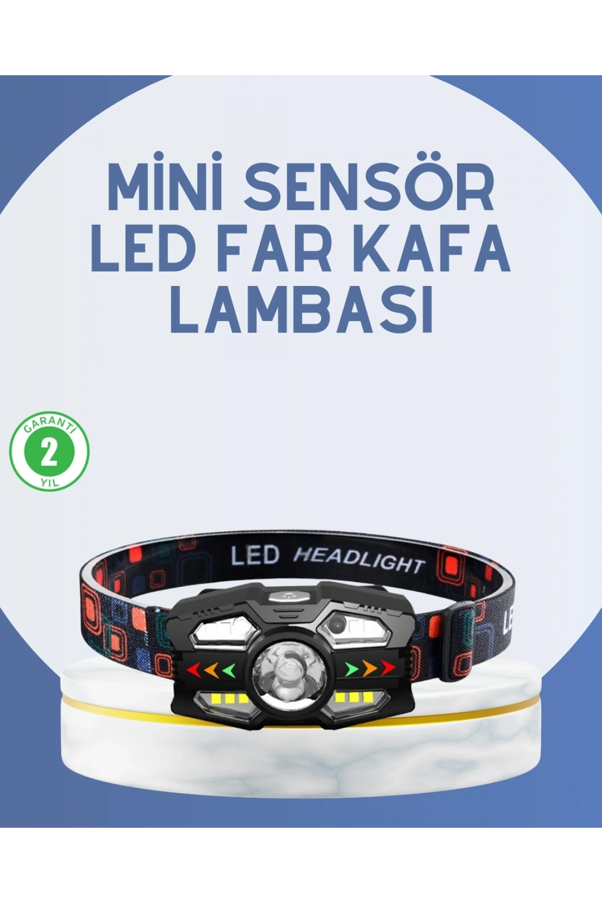 El Sensörlü LED Far Suya Dayanıklı Şarjlı Kafa Lambası