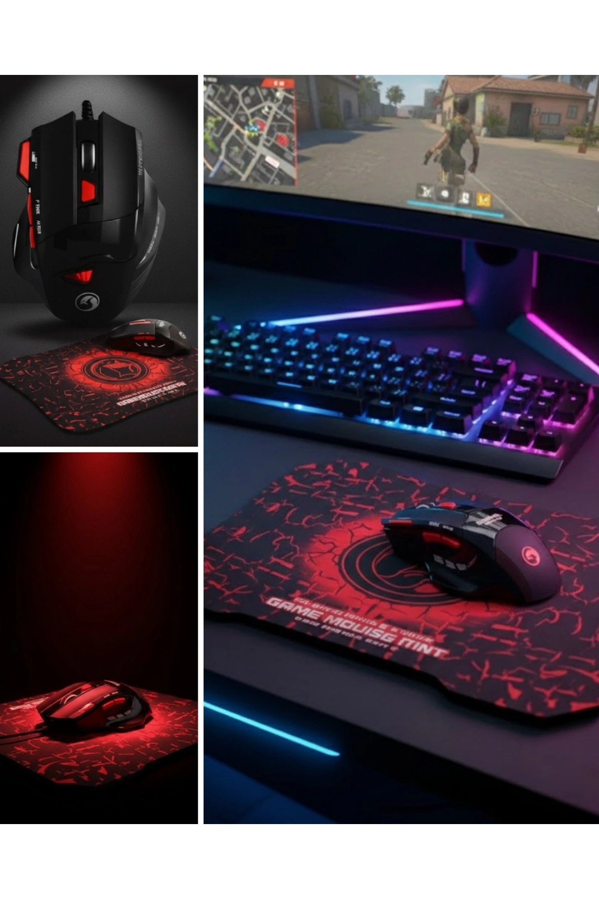 Ergonomik Gaming Mouse ve Mousepad 3 DPI Ayarlı LED Işıklı Tasarım