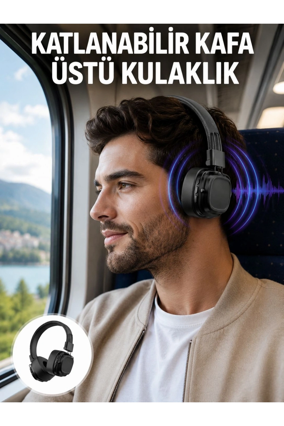 Ergonomik Konforlu Kablosuz Kulak Üstü Bluetooth Kulaklık Yeni Nesil