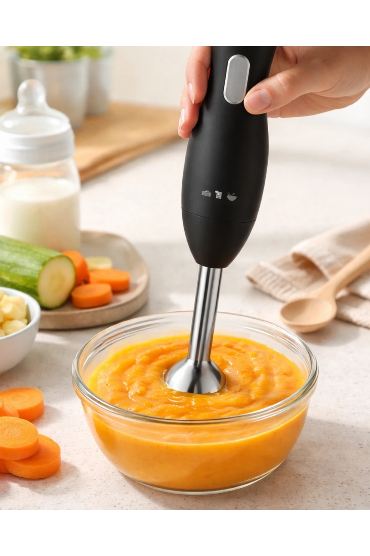 Ergonomik Tasarımlı El Blenderı Paslanmaz Çelik Metal Blender Ayağı