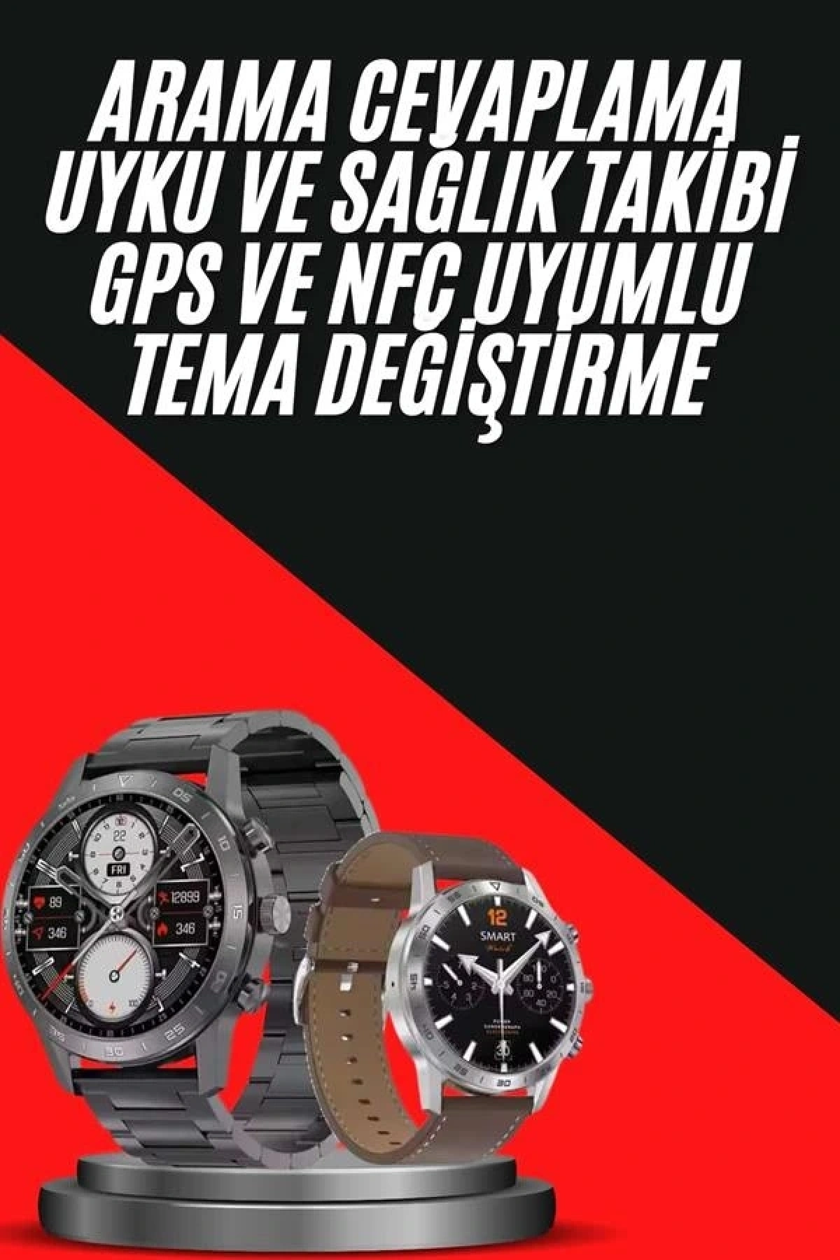 Erkeklere Özel Akıllı Saat Çelik Kordon Bluetooth Bağlantılı İOS ve Android Uyumlu