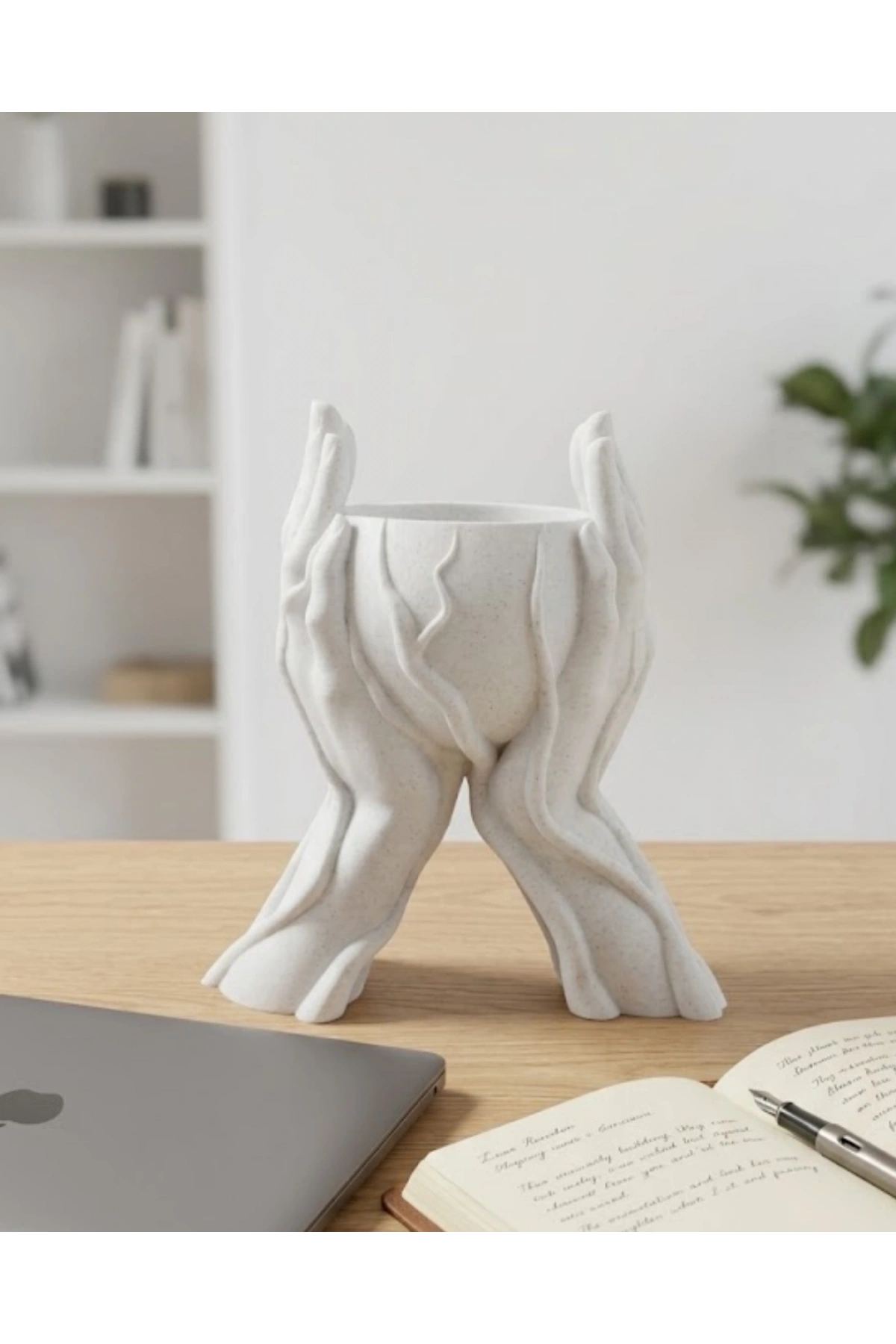 Estetik El Figürlü Dekoratif 3D Baskı Vazo Saksı Ev Dekorasyonu