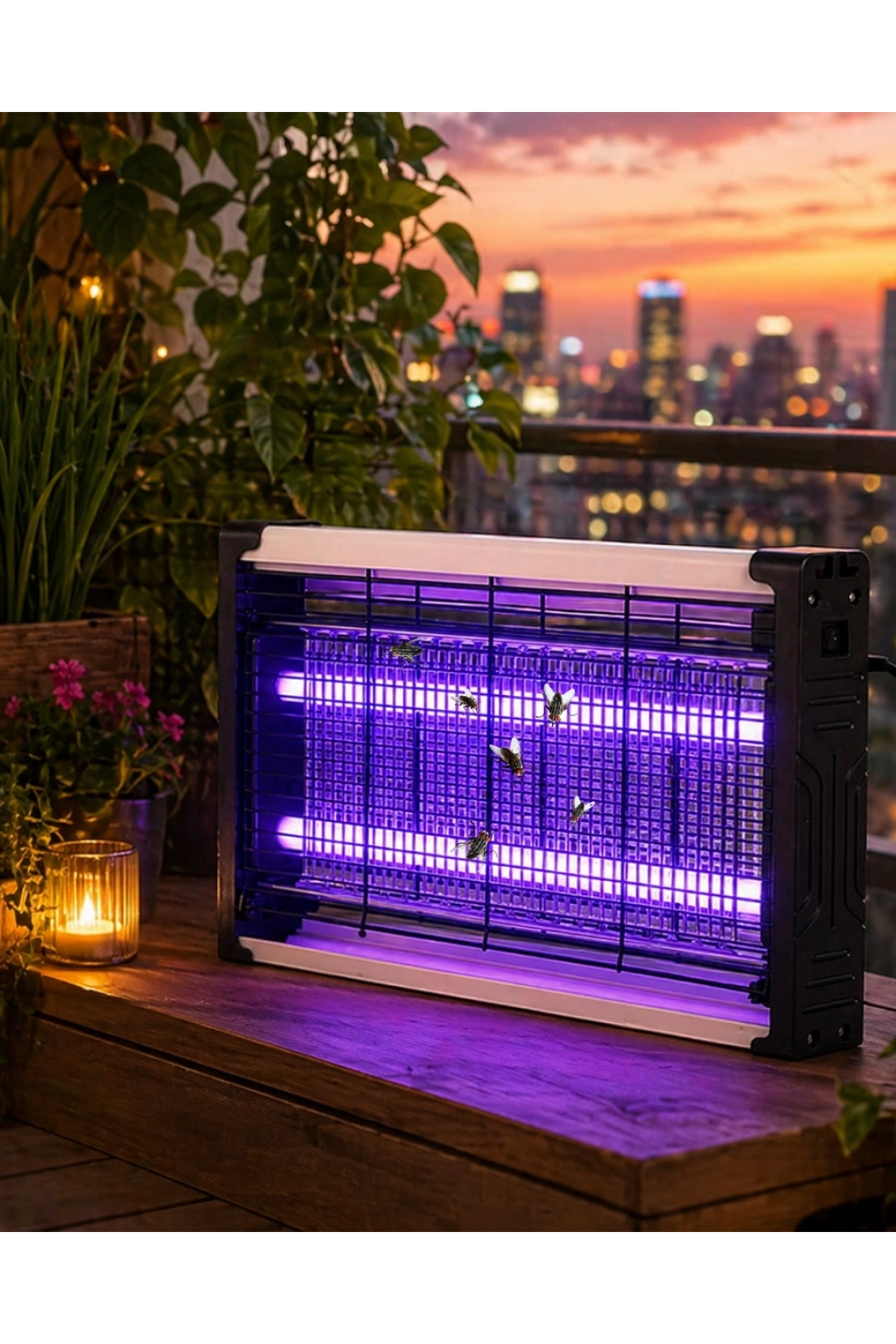 Ev Balkon Mutfak İçin Elektrikli Sinek Savar UV Işıklı Sessiz Lamba