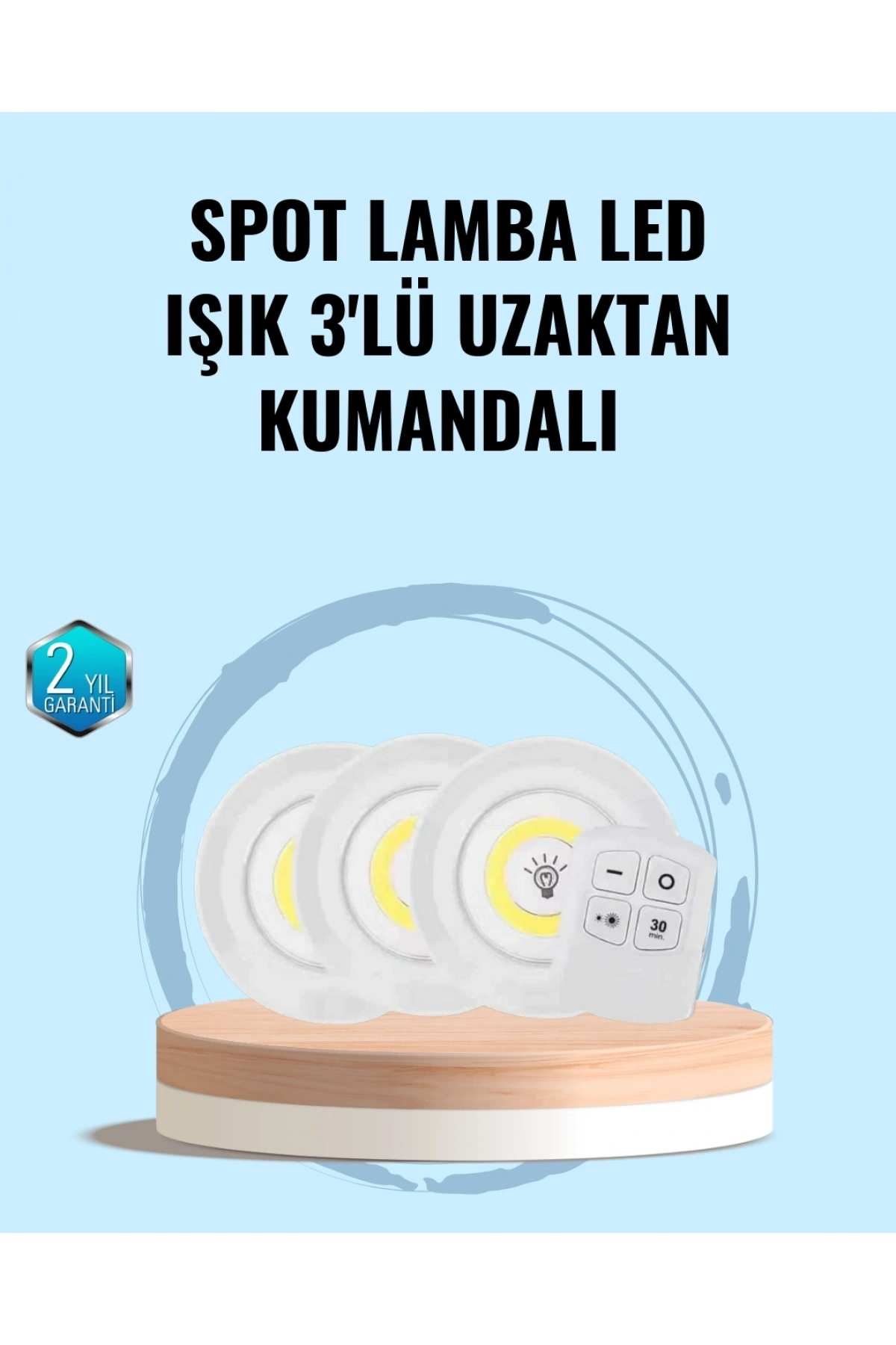 Ev Ofis Kamp İçin Uygun Uzaktan Kumandalı Yapışkanlı Kablosuz Led Spot Lambalar