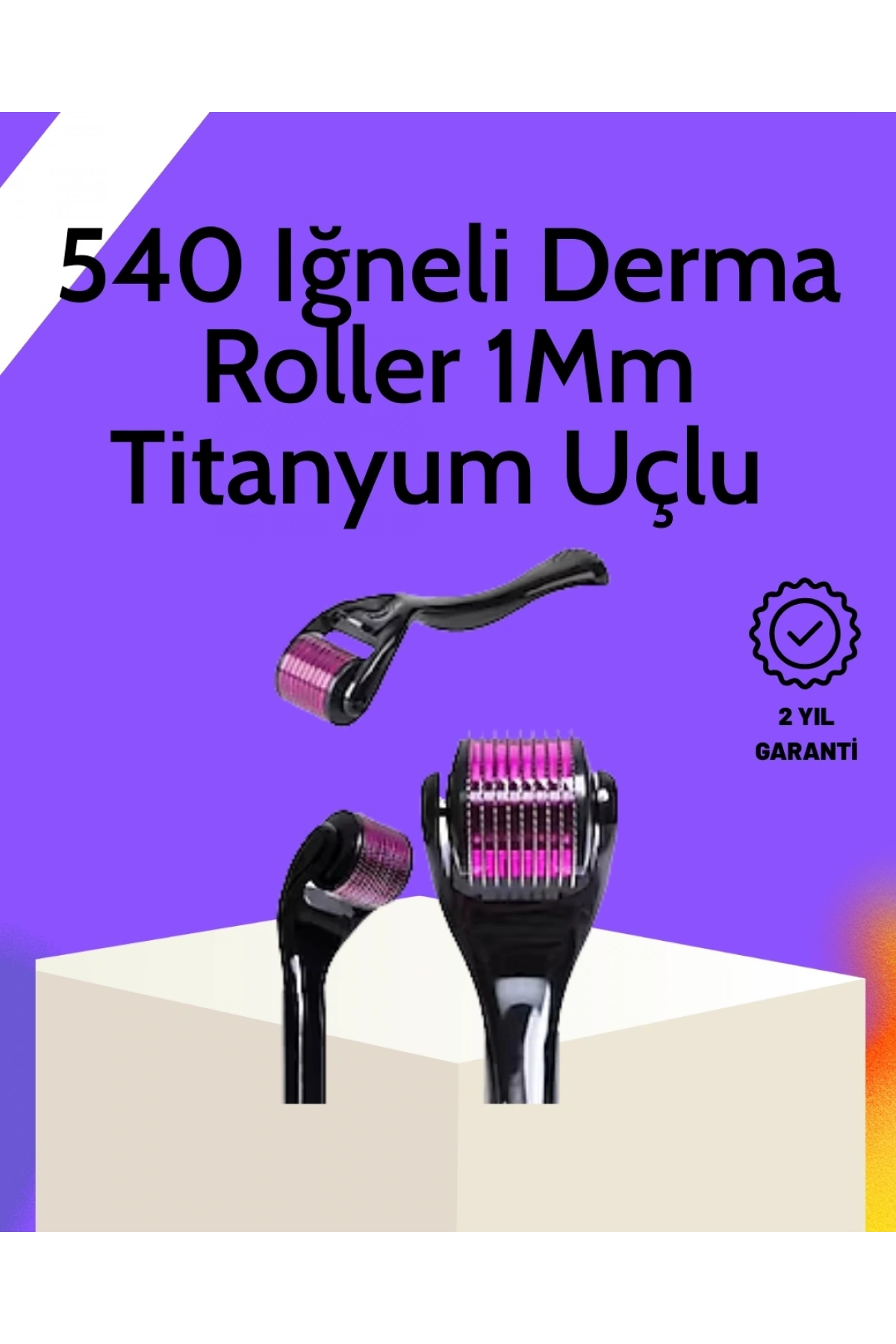 Evde Güvenli Kullanım İçin Titanyum Derma Roller – Siyah Saplı