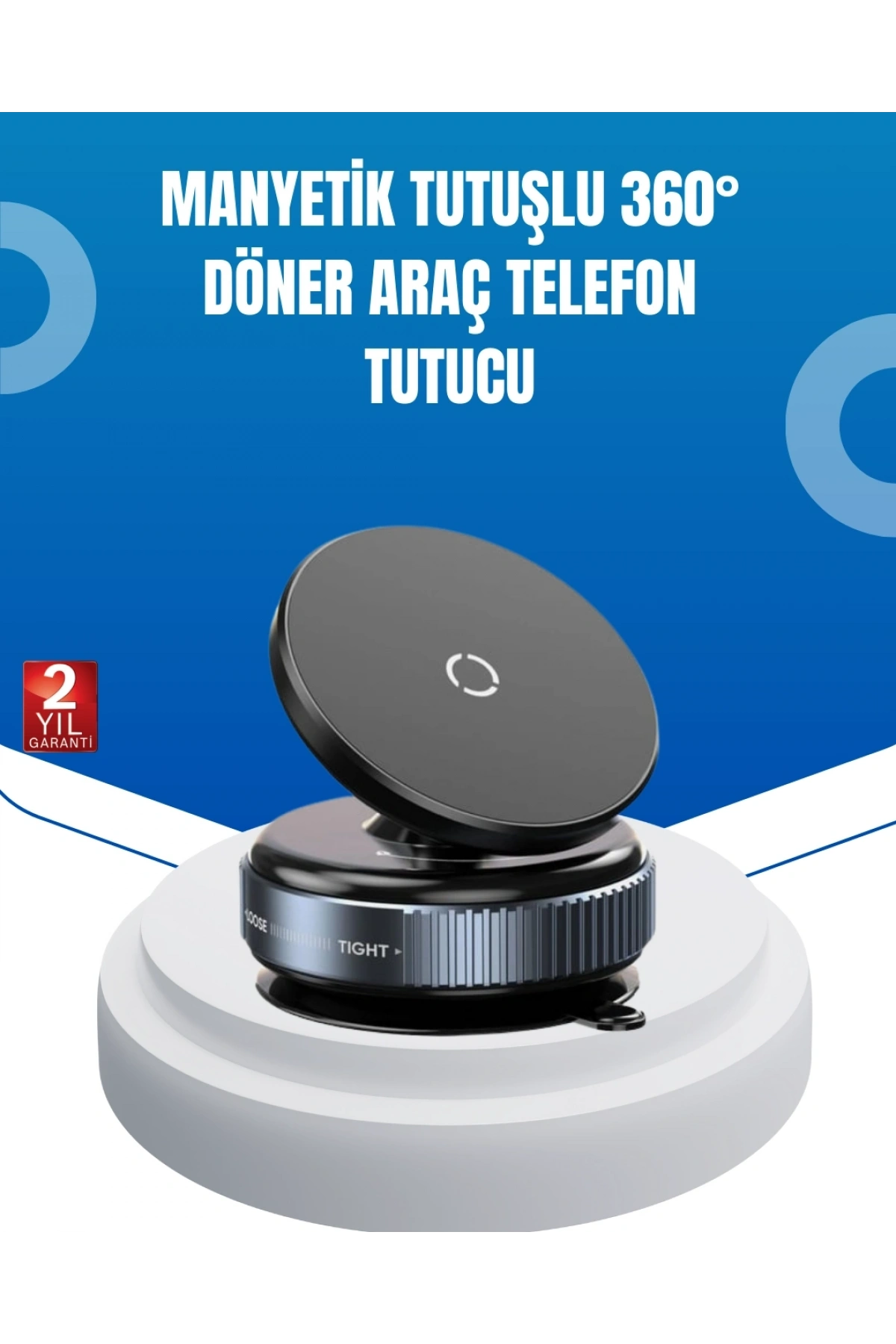 Evrensel Manyetik Araç Telefon Tutucu 360° Döner Başlık