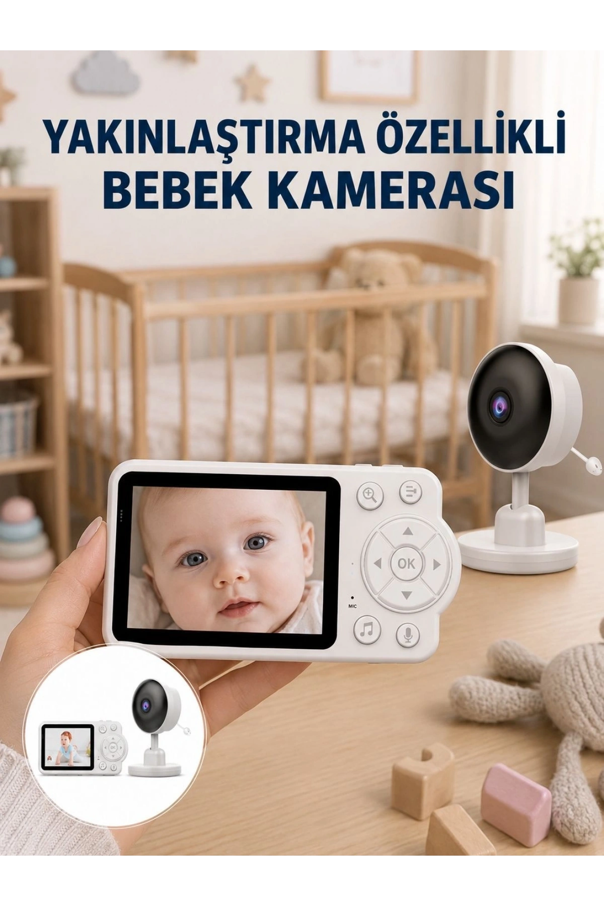 FHSS Teknolojili Güvenli Bebek Monitörü Net Görüntü