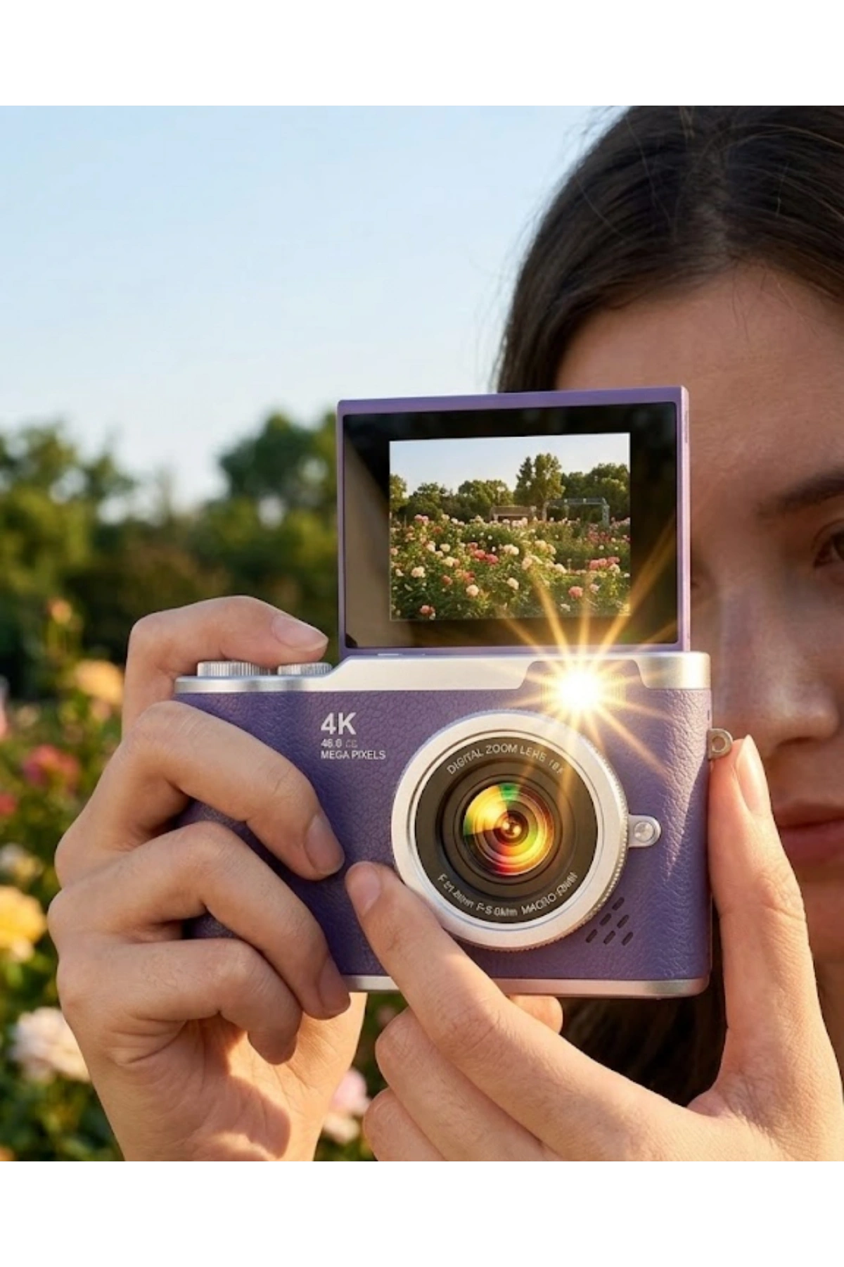 Flip Ekranlı Dijital Kamera 4K Video 48 MP Güzelleştirme Modu