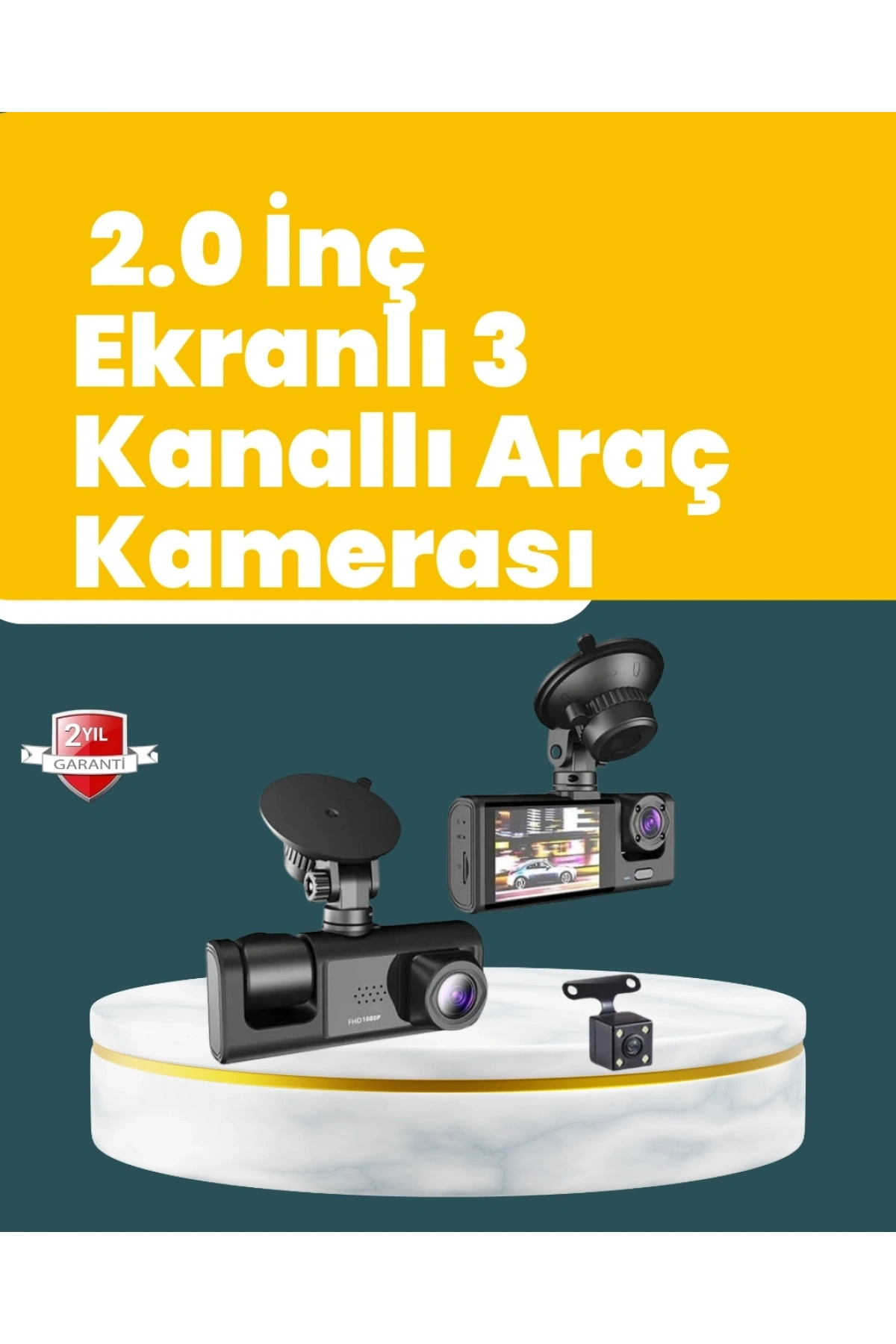 Full HD Çift Yönlü Araç Kamerası  Hareket Algılama  Döngüsel Kayıt