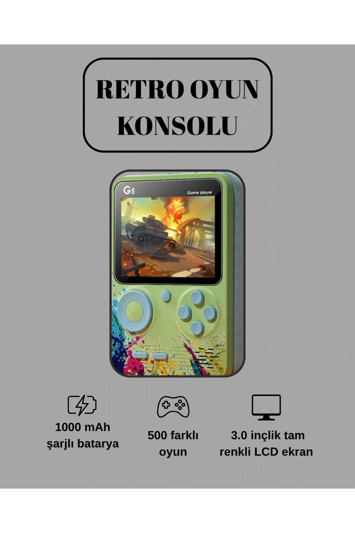 G5 Game Box Retro Mini Oyun Konsolu – 500 Dahili Oyun
