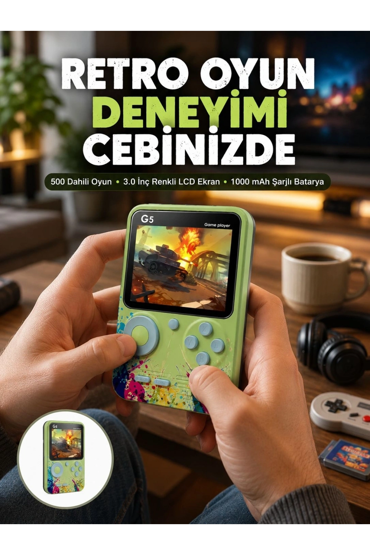 G5 Game Box Retro Mini Oyun Konsolu – 500 Dahili Oyun Yeni Nesil
