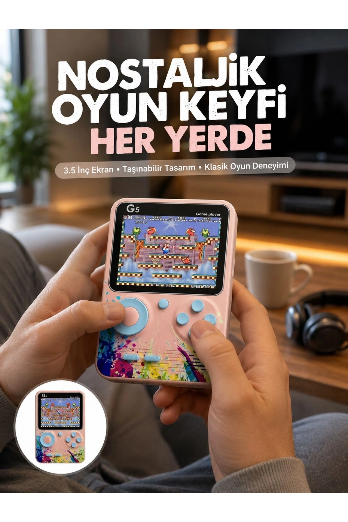 Game Box Mini 500 Adet Retro Oyun Taşınabilir Oyun Konsolu Yeni Nesil