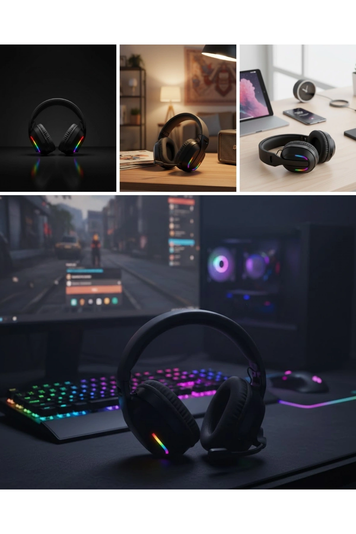 Gaming Headset Kablosuz Bluetooth 40MM Sürücülü Mikrofonlu Oyuncu Kulaklığı