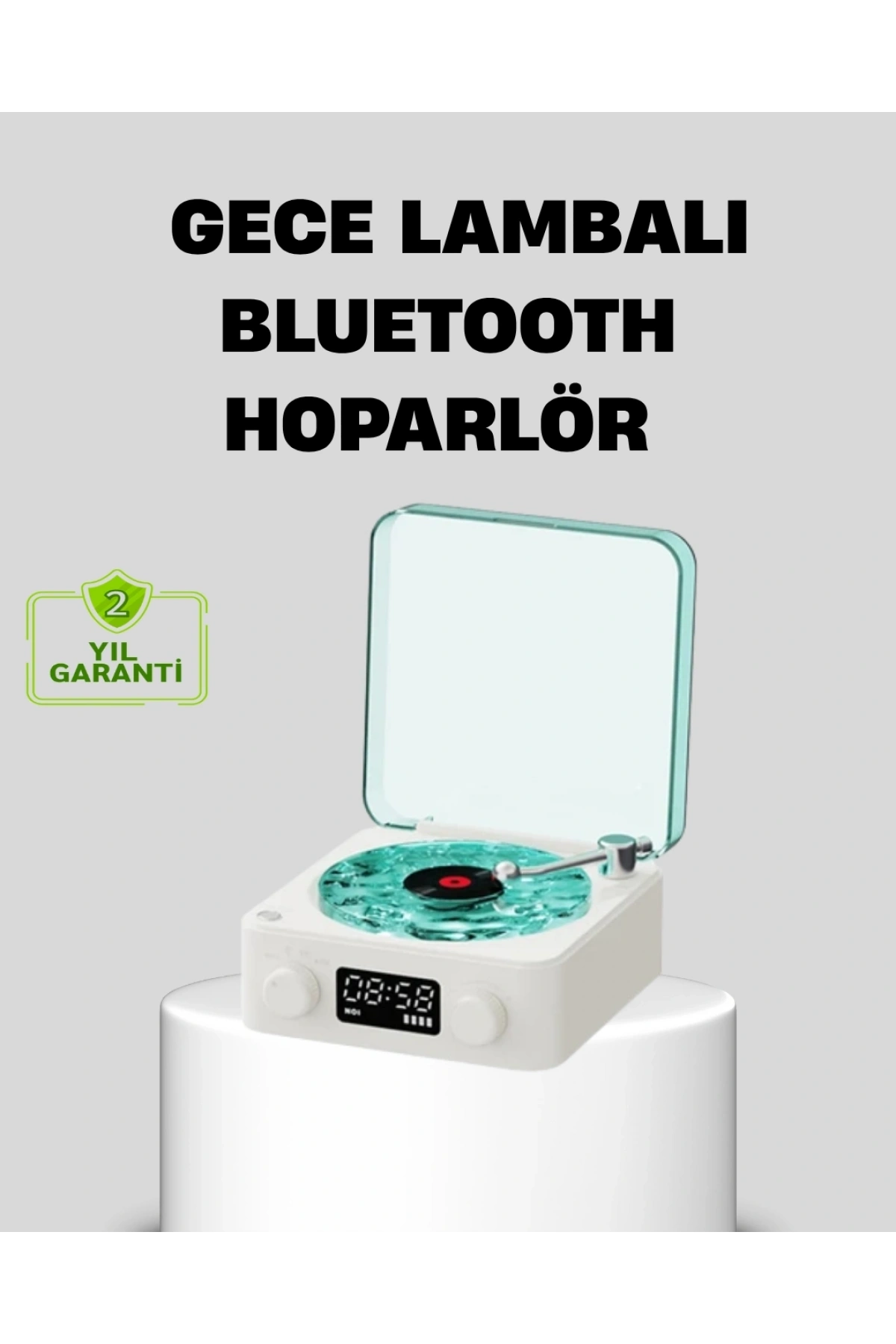 Gece Lambası Stereo Bluetooth Hoparlör Dijital Saatli Vintage Tasarım Çok Fonksiyonlu