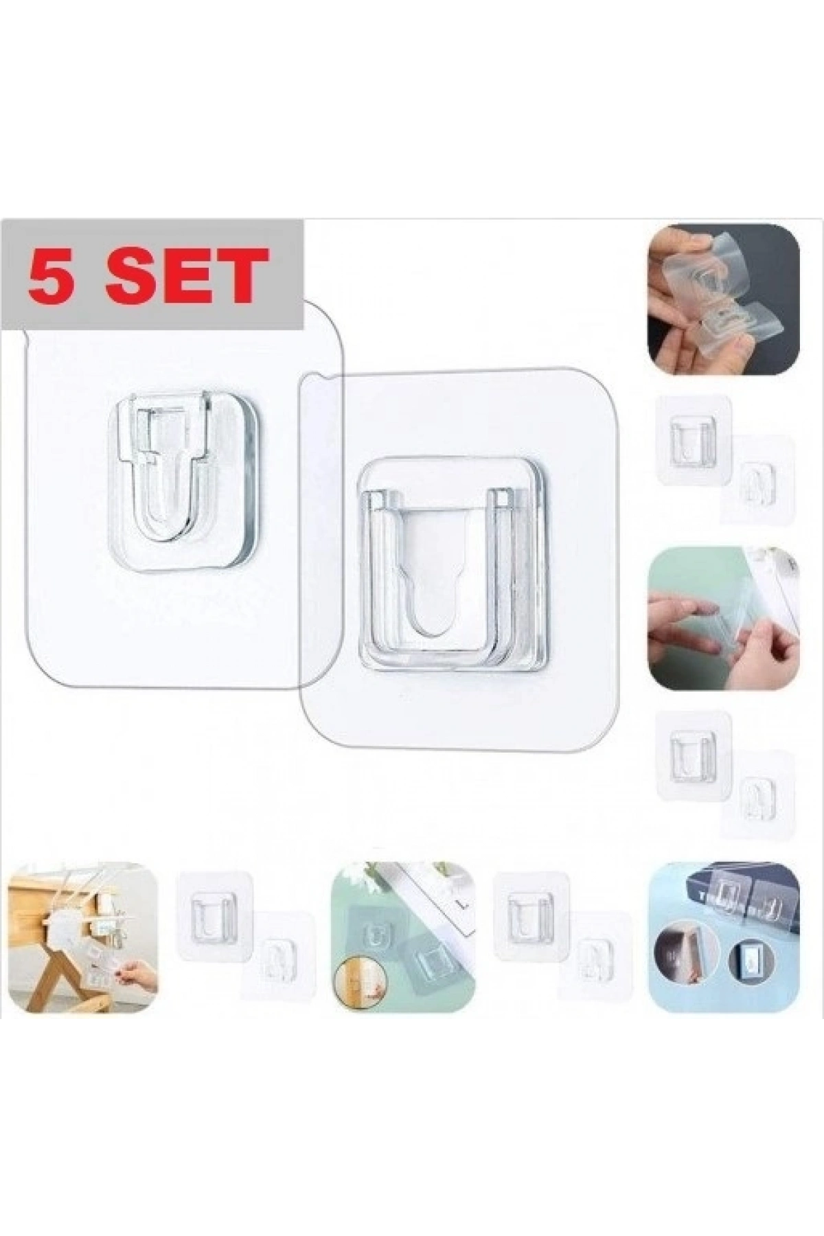 Geçmeli Klips Eşya Sabitleme Askısı 5 SET (5047)